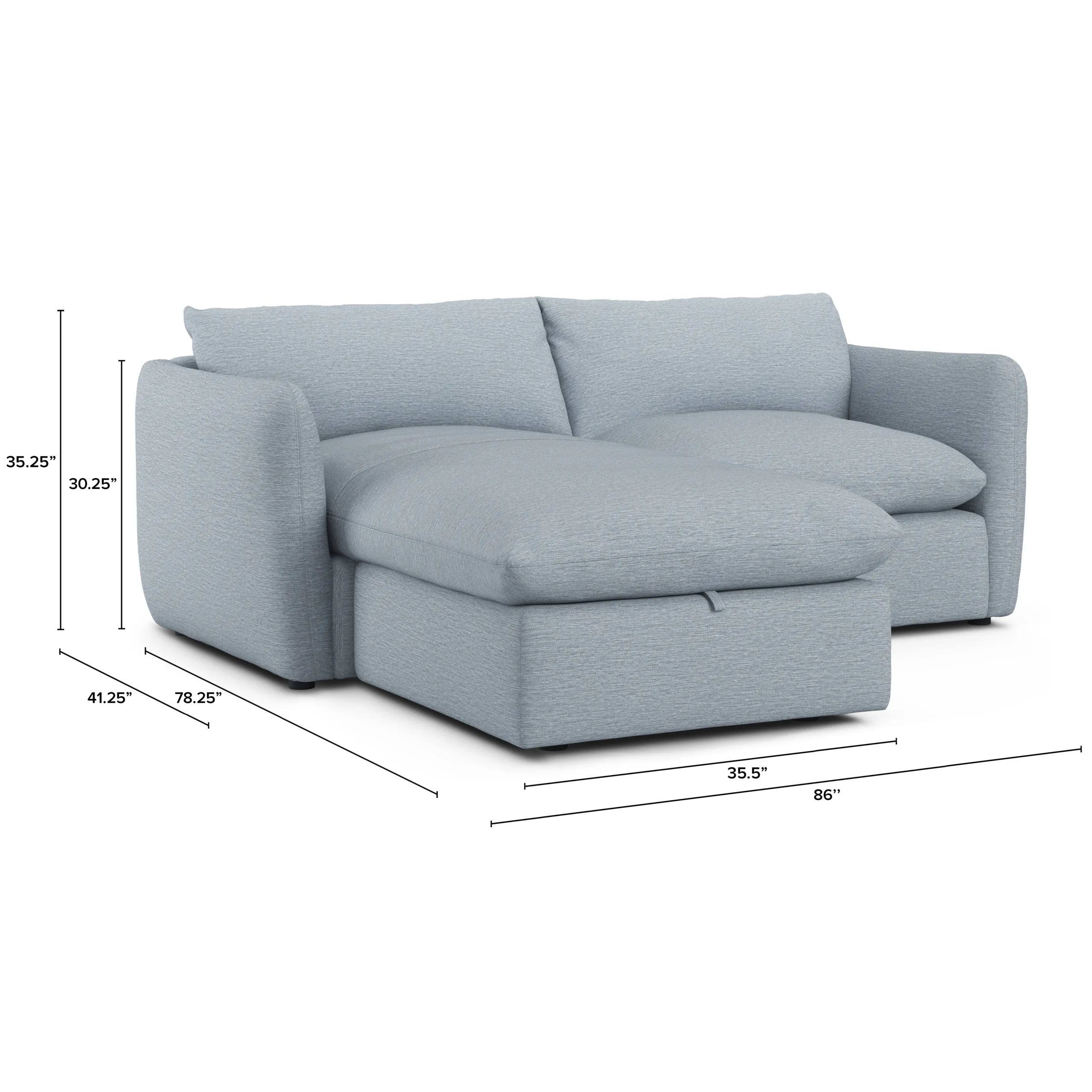 Leigh 86_ Reversible Storage Sectional - Silver Light Blue - Image 14