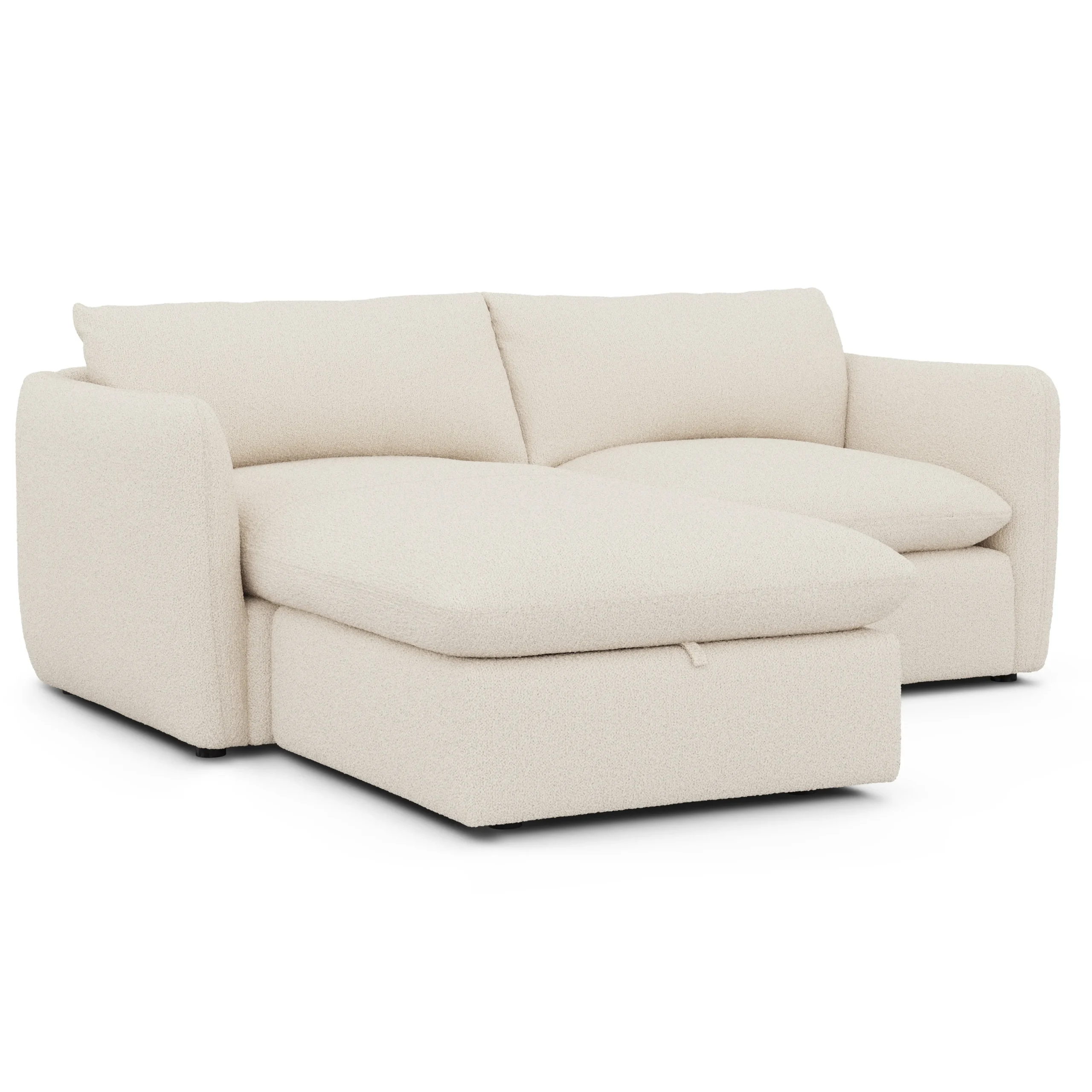 Leigh 86_ Reversible Storage Sleeper Sectional - Ivory Wool Bouclé - Image 14