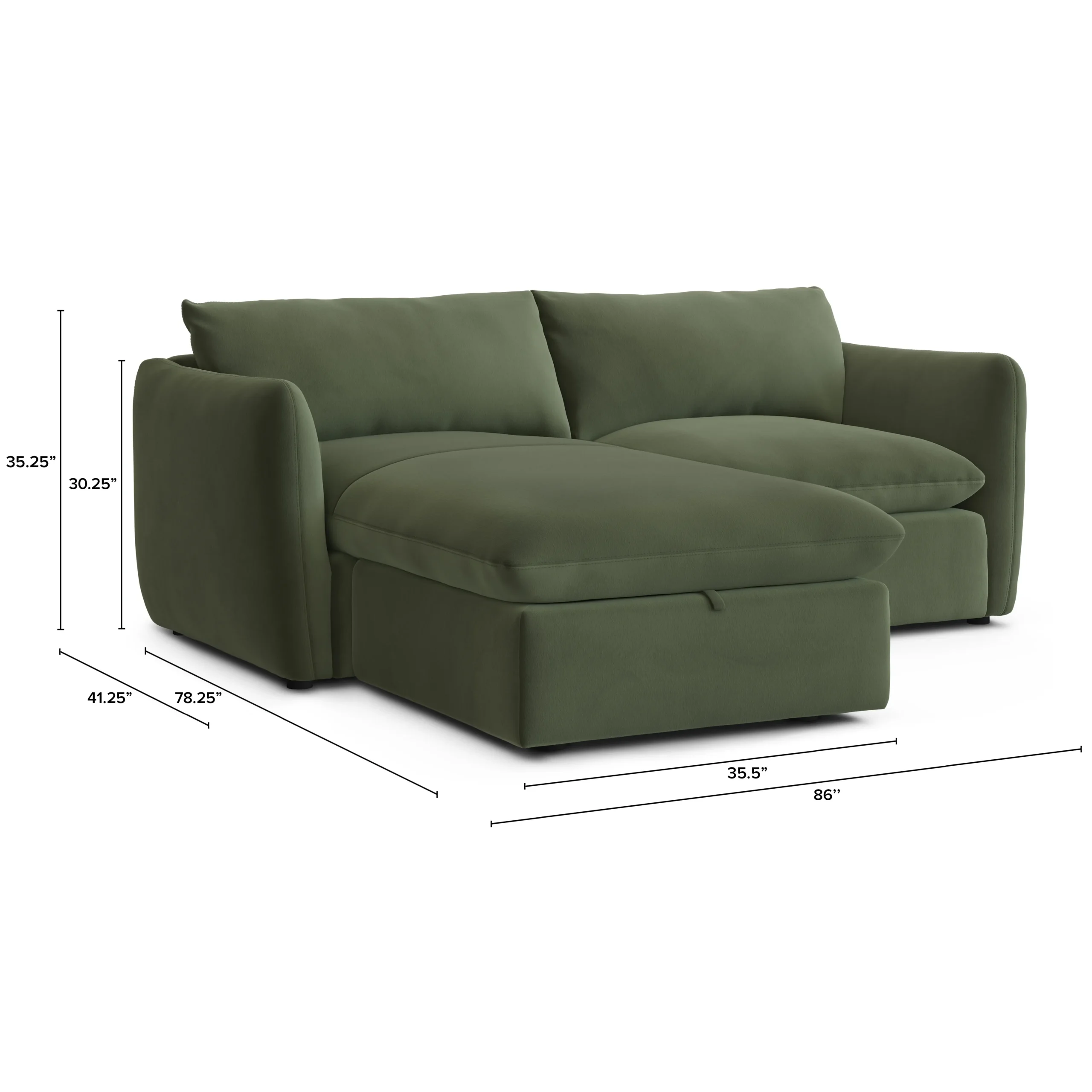 Leigh 86_ Velvet Reversible Storage Sectional - Hale Fir Green - Image 14