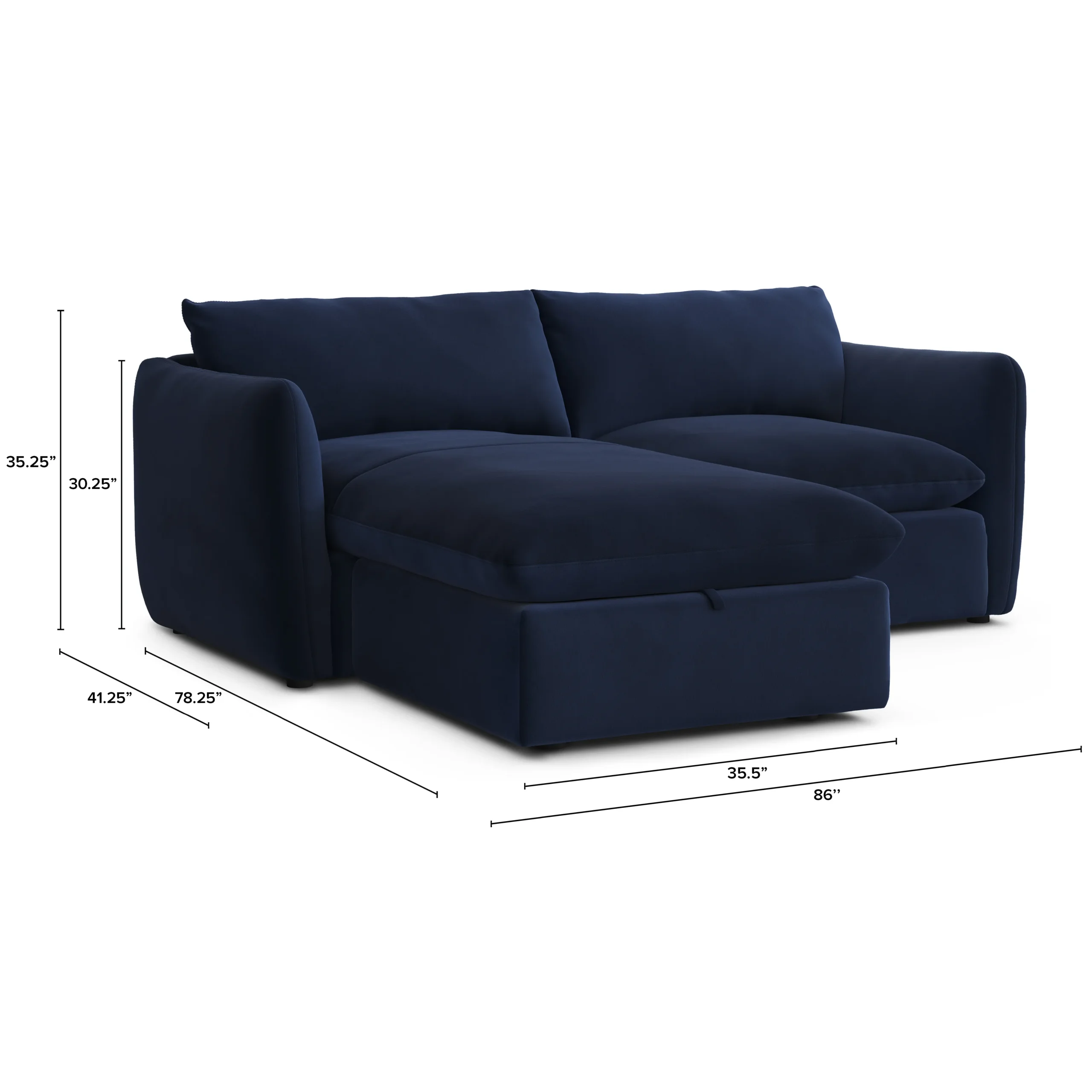 Leigh 86_ Velvet Reversible Storage Sectional - Hale Ink - Image 14