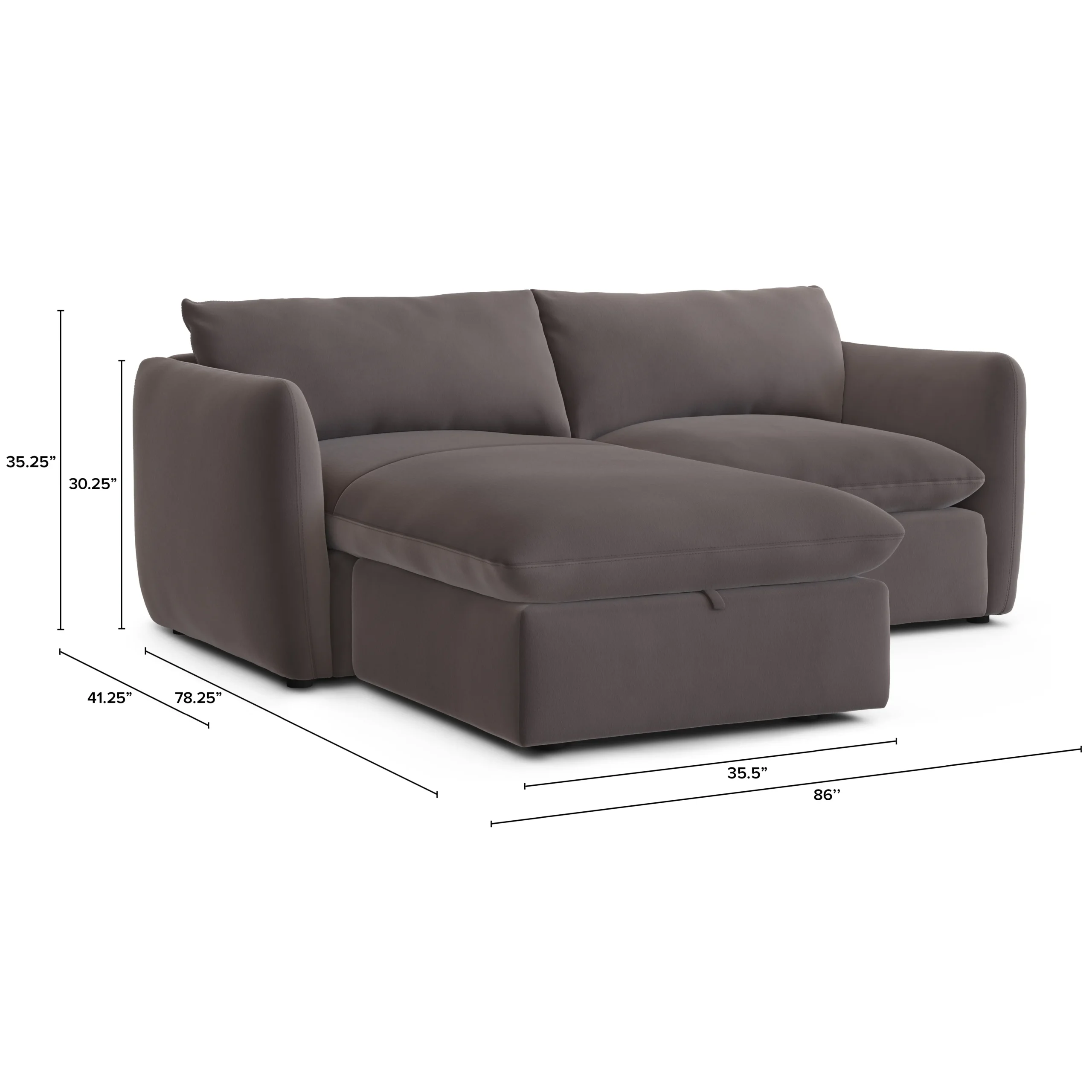 Leigh 86_ Velvet Reversible Storage Sectional - Hale Warm Gray - Image 14