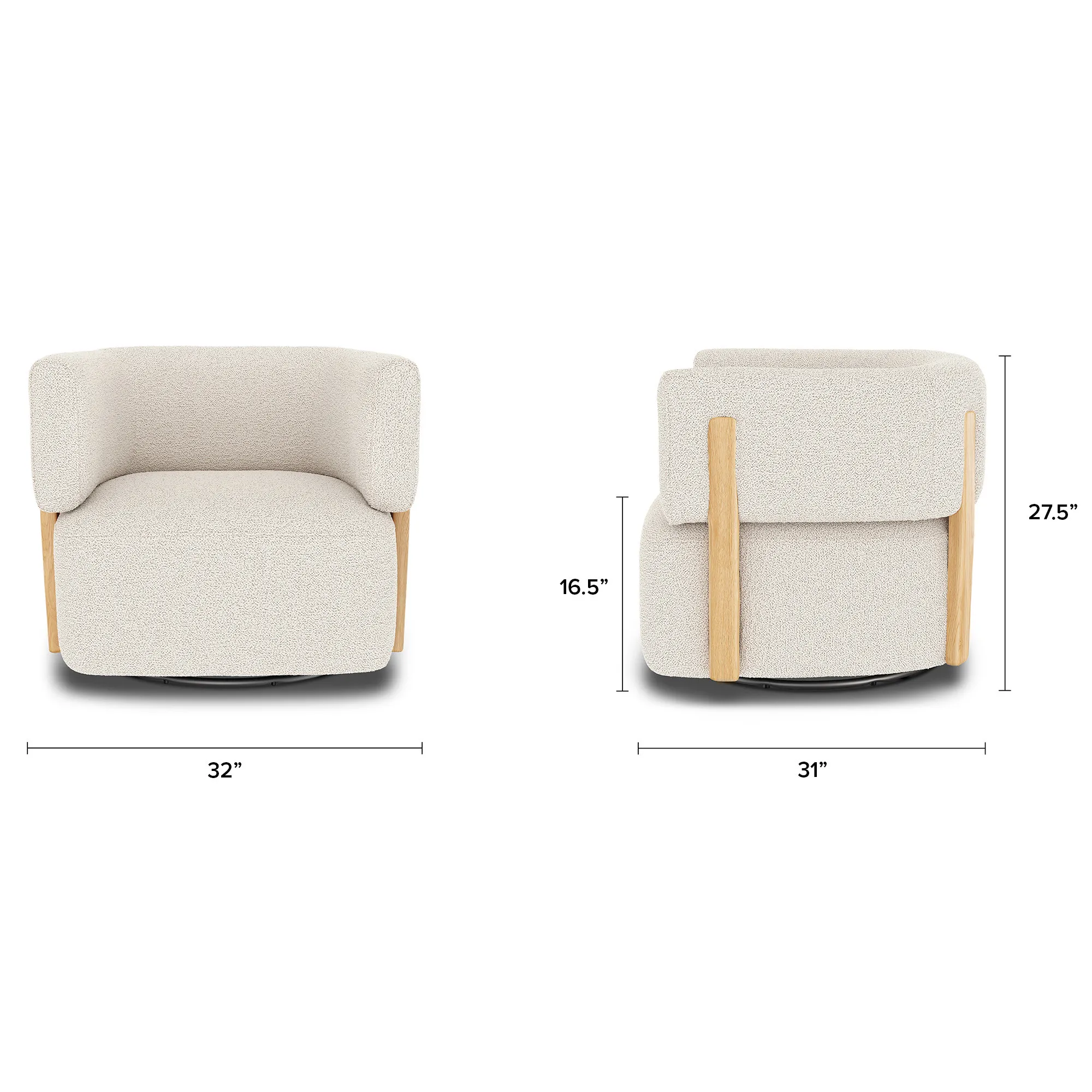 Julie 32_ Swivel Chair - Ivory Wool Bouclé - Image 2