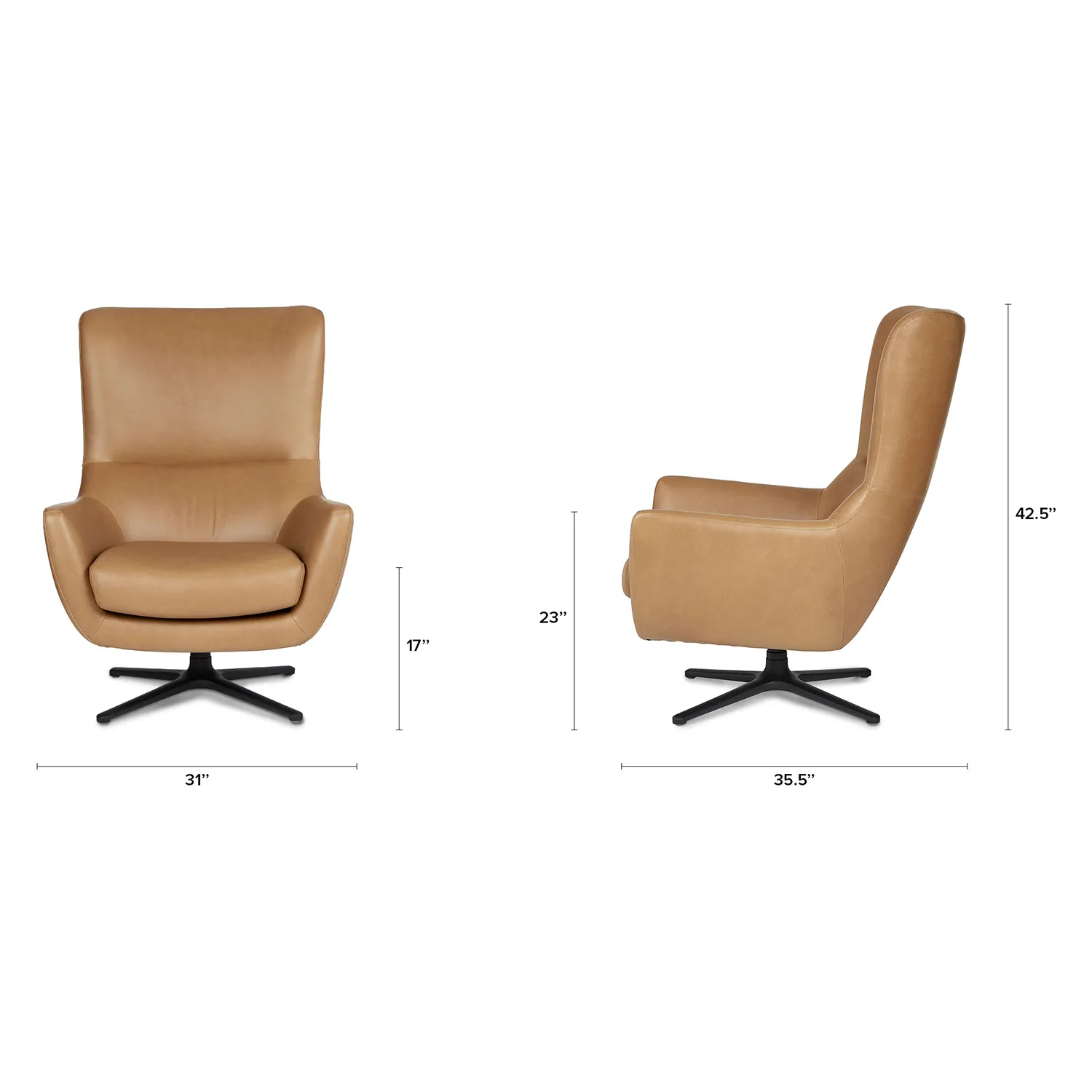 Agga 31_ Leather Swivel Lounge Chair - Charme Tan - Image 2