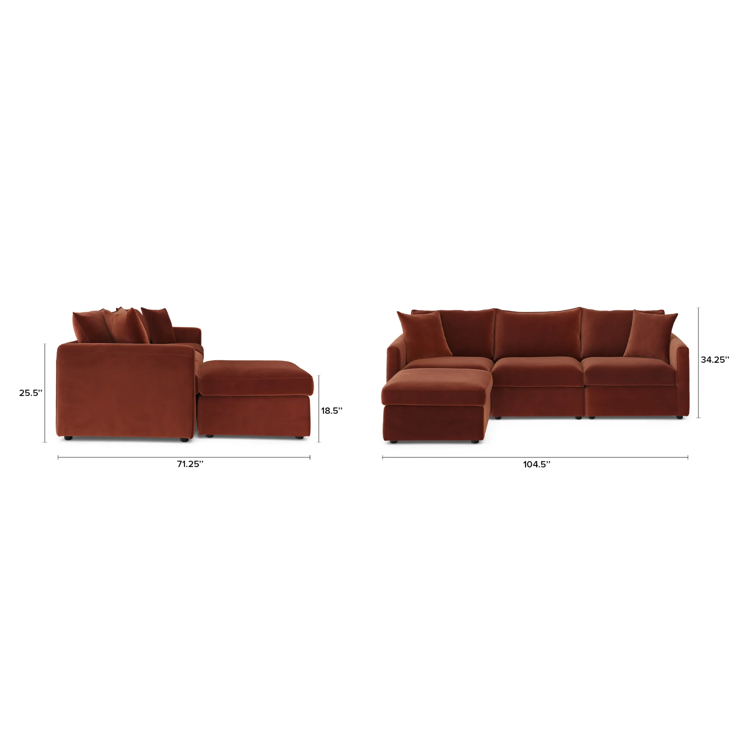 Lenae 104.5_ Velvet Reversible Modular Sectional - Hale Rust - Image 14