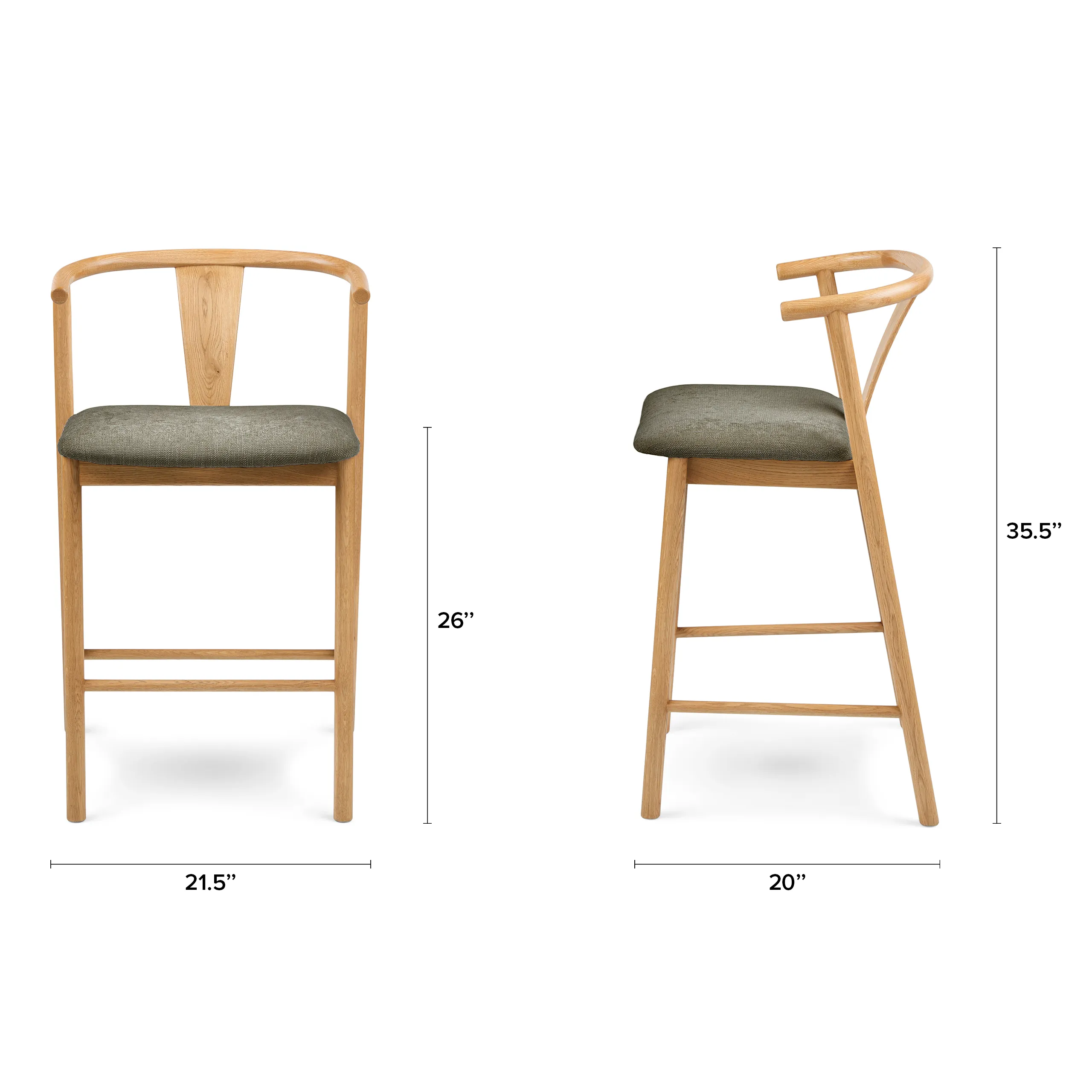 Fonra Counter Stool - Oak and Algonquin Green - Image 14
