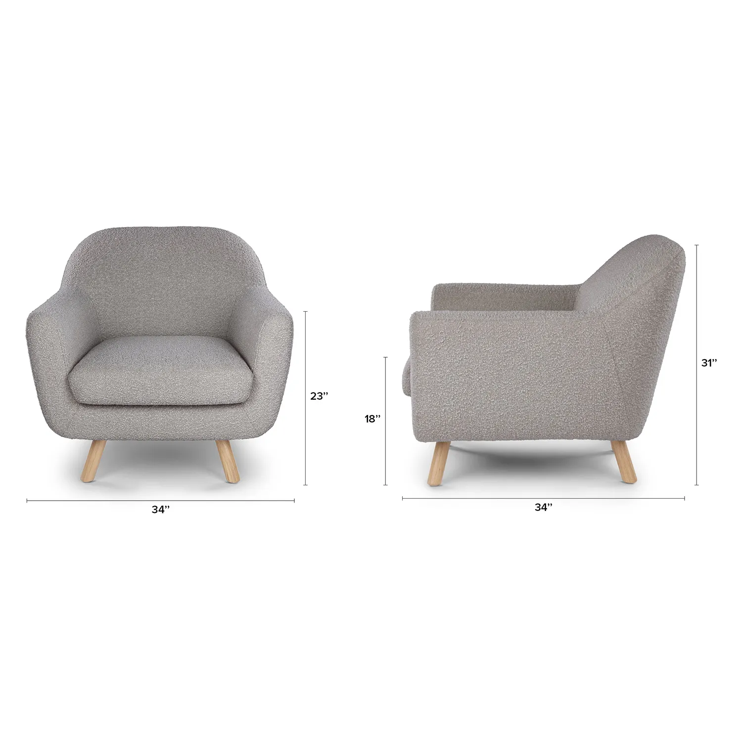 Gabriola 34_ Lounge Chair - Dover Gray Bouclé - Image 2
