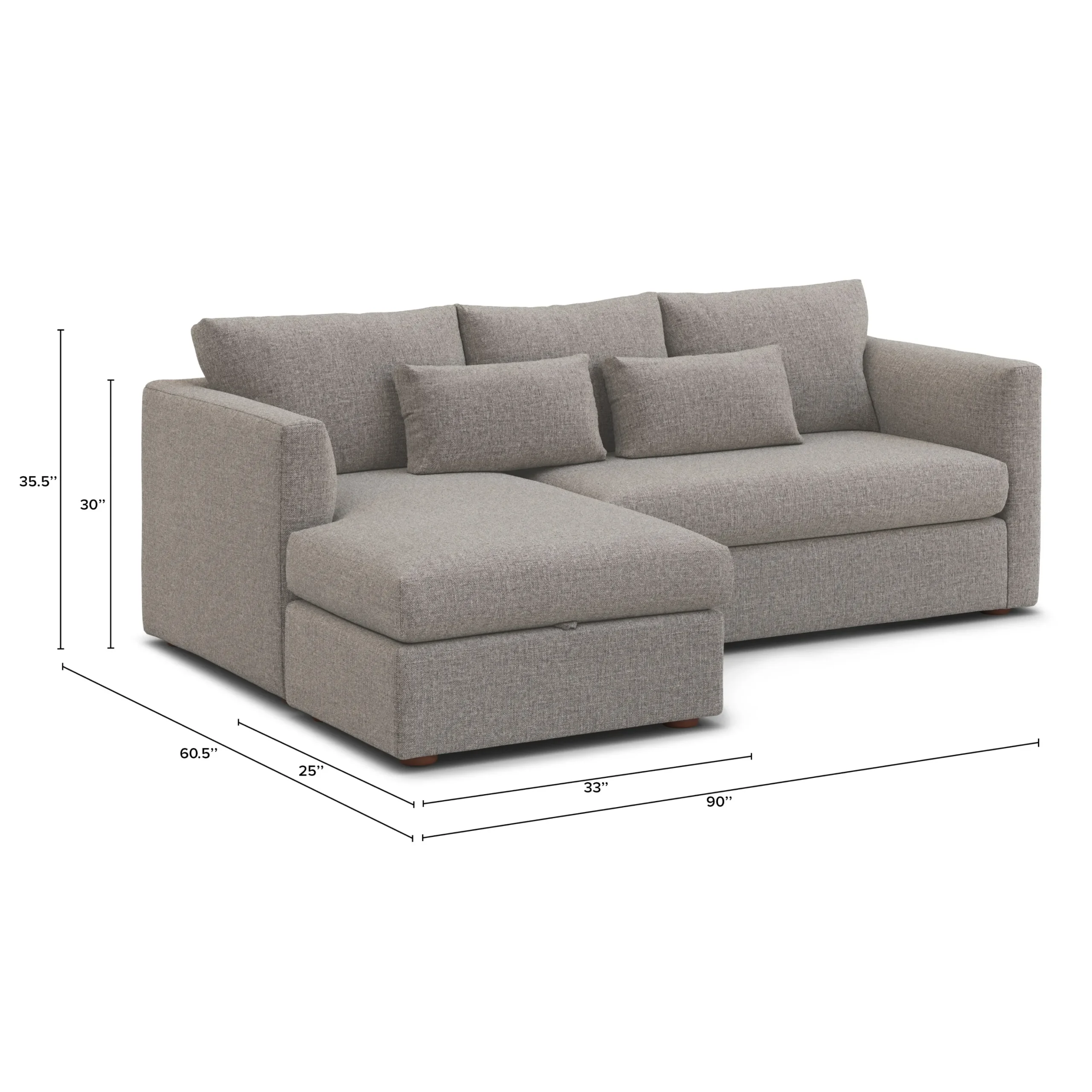 Marina 90_ Reversible Storage Sleeper Sectional- Hestia Gray - Image 14