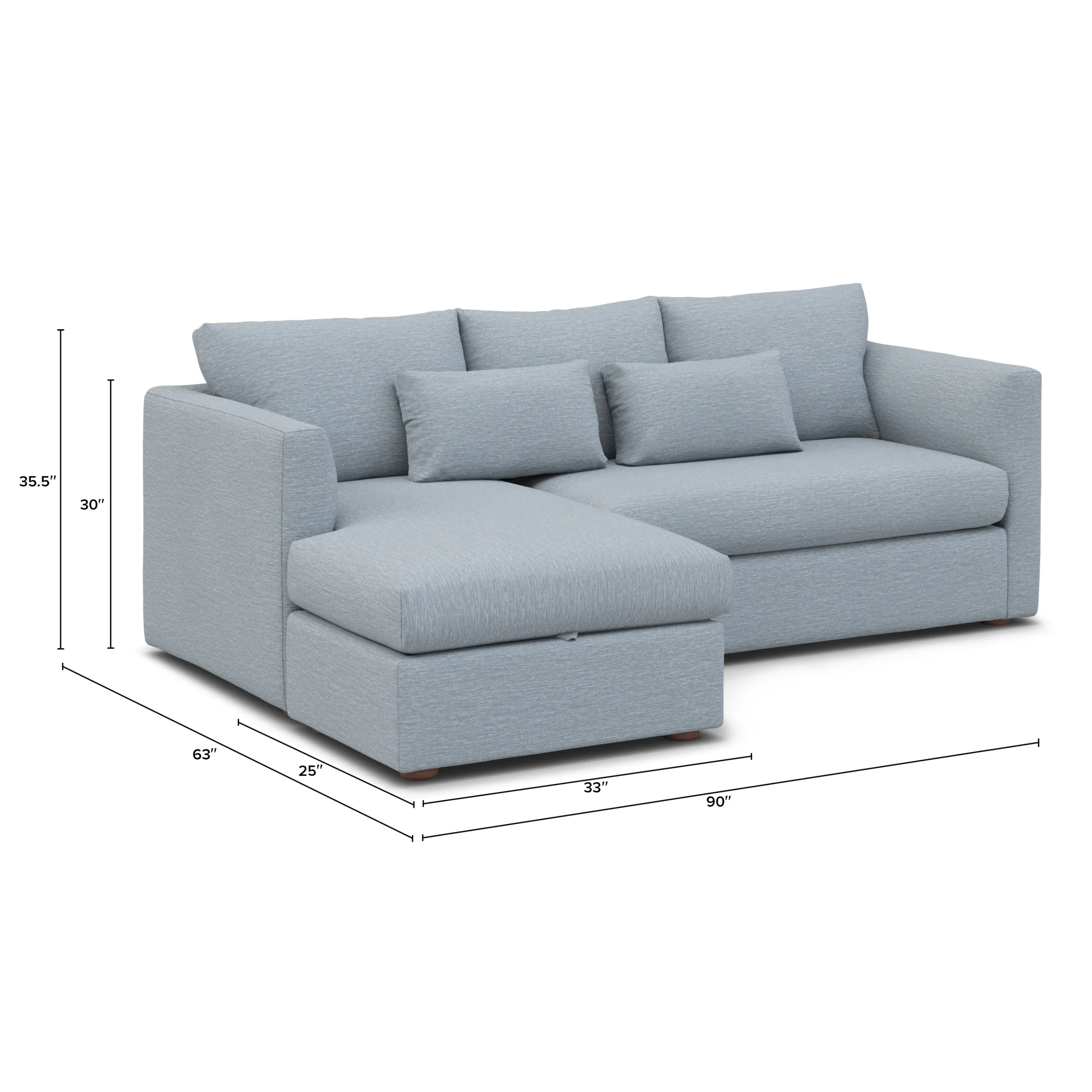 Marina 90_ Reversible Storage Sleeper Sectional - Silver Light Blue - Image 14