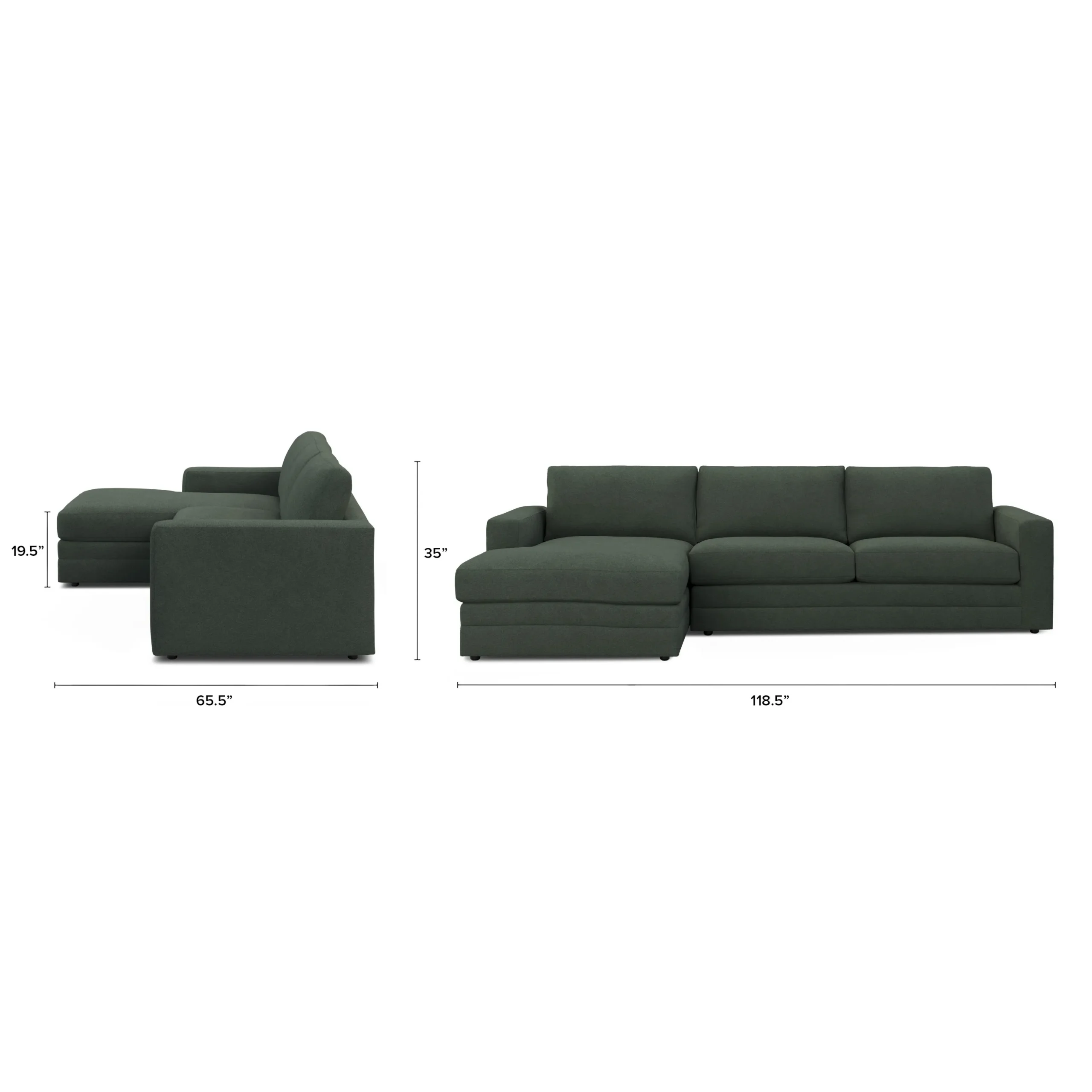 Riley 118.5_ Left Sectional - Green Wool Bouclé - Image 14