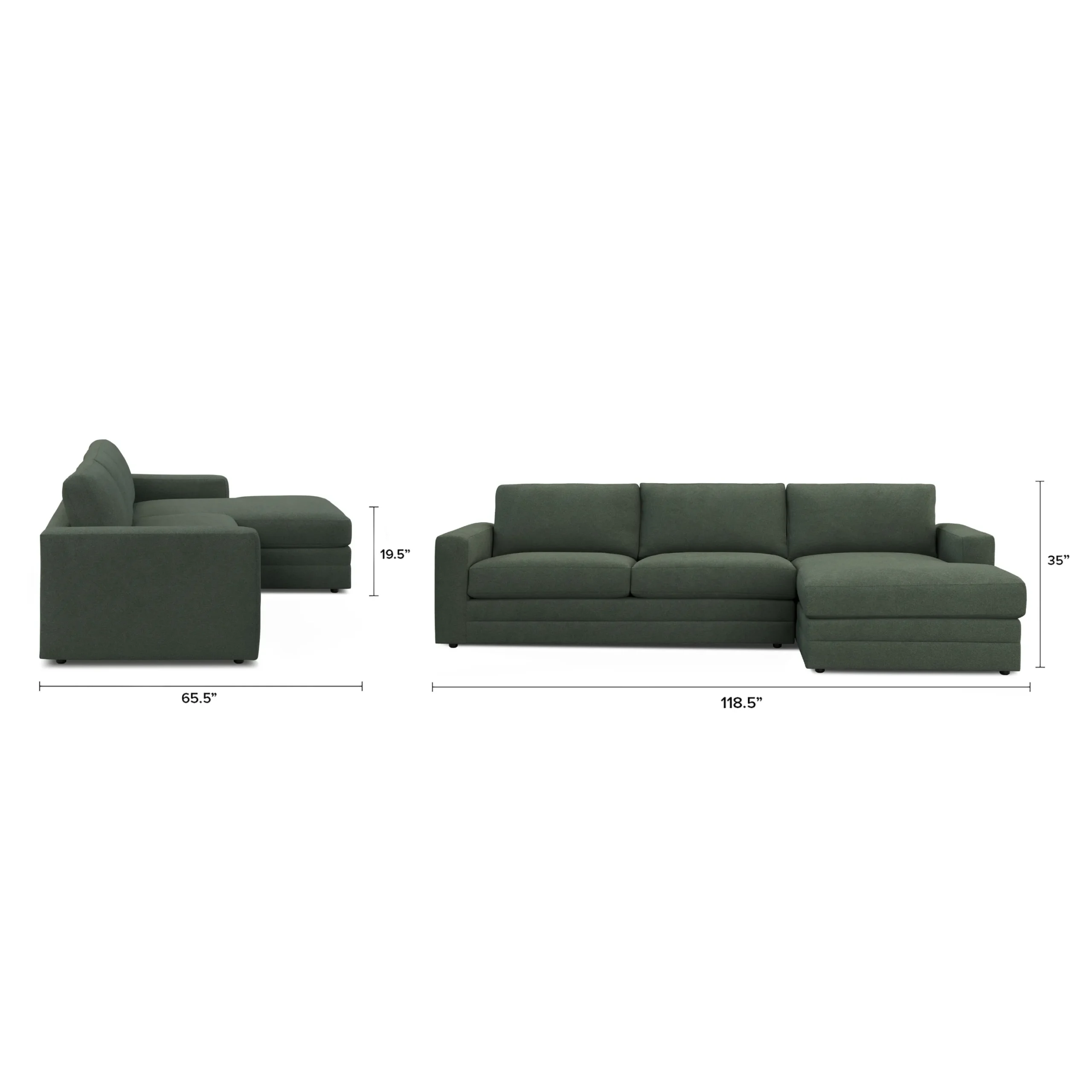 Riley 118.5_ Right Sectional - Green Wool Bouclé - Image 14