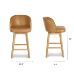 Alta Leather Swivel Counter Stool - Light Oak and Taos Tan