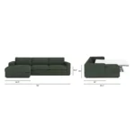 Riley 118_ Left Storage Sleeper Sectional - Green Wool Bouclé