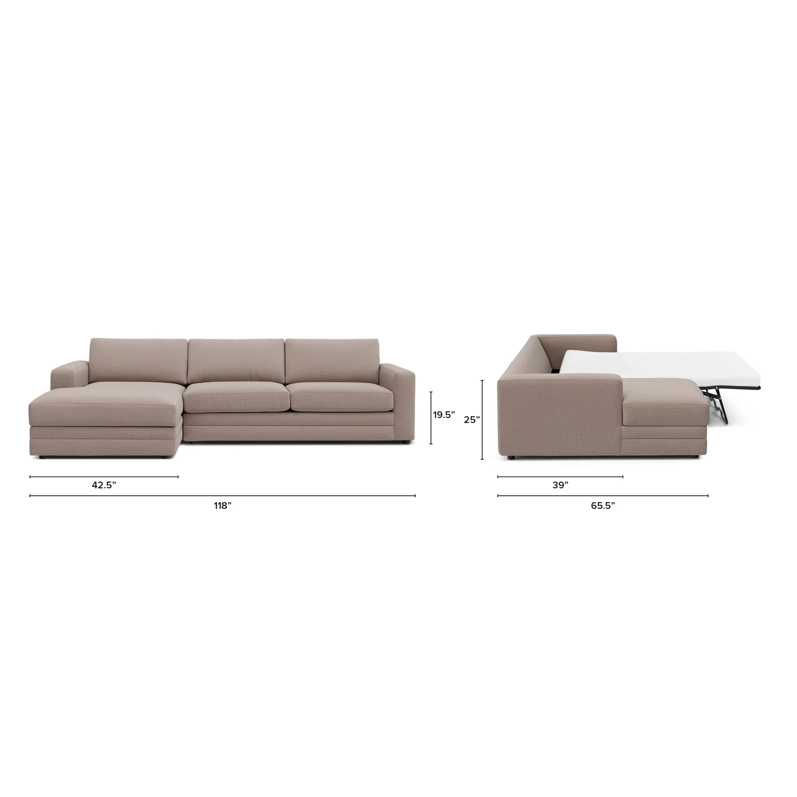 Riley 118_ Left Storage Sleeper Sectional - Napa Quartz - Image 14