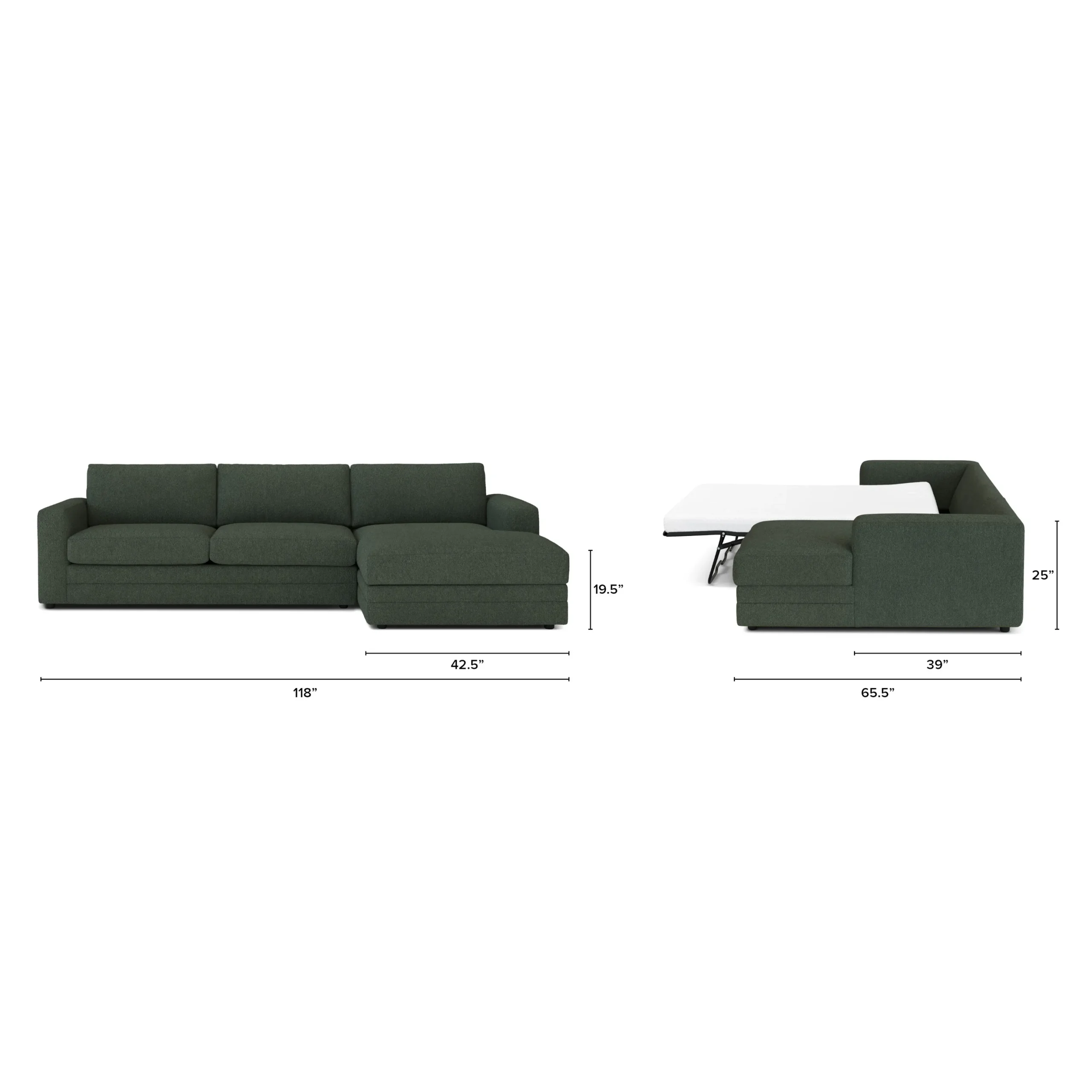 Riley 118_ Right Storage Sleeper Sectional - Green Wool Bouclé - Image 11