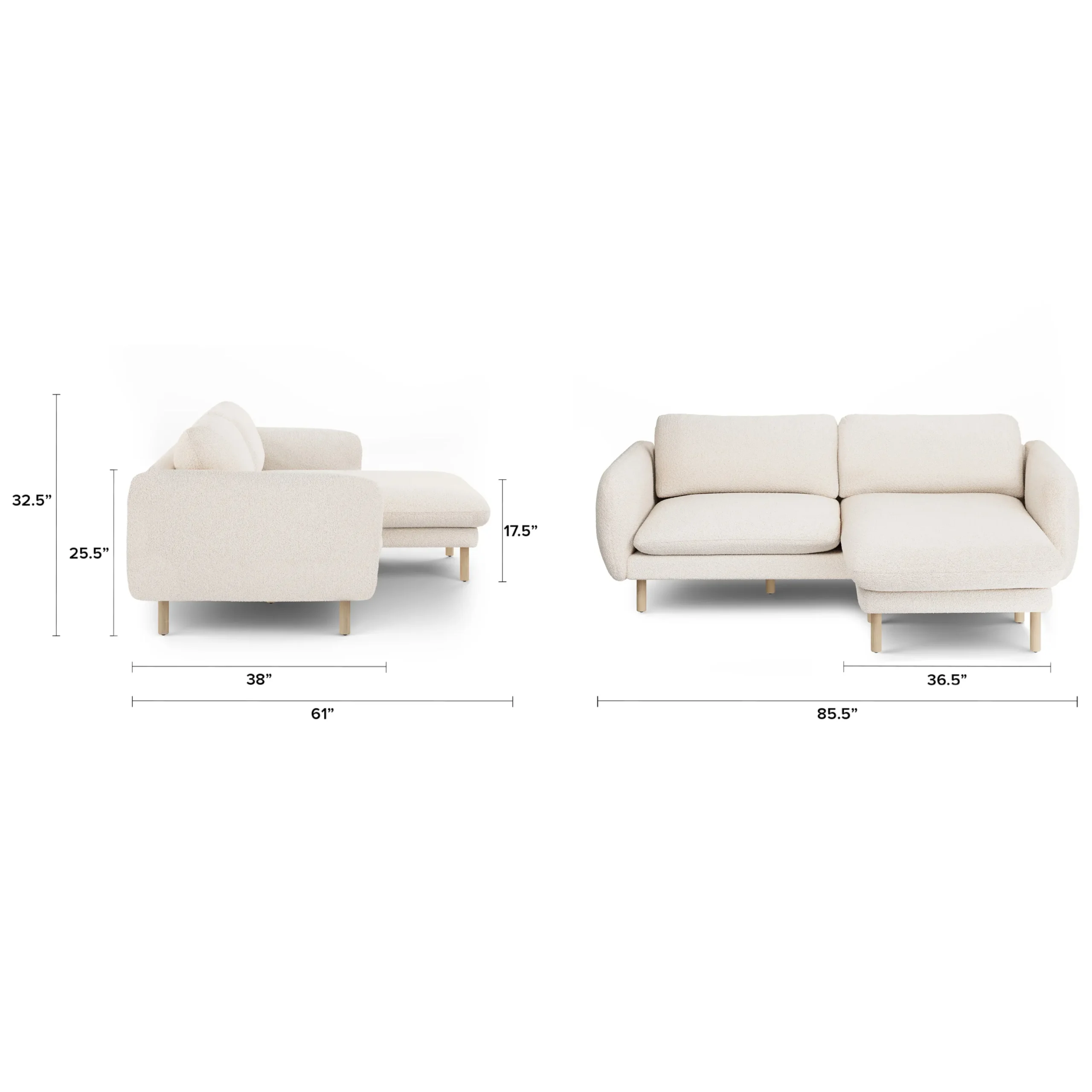 Sanders 85.5_ Reversible Sectional - Ivory Wool Bouclé - Image 14