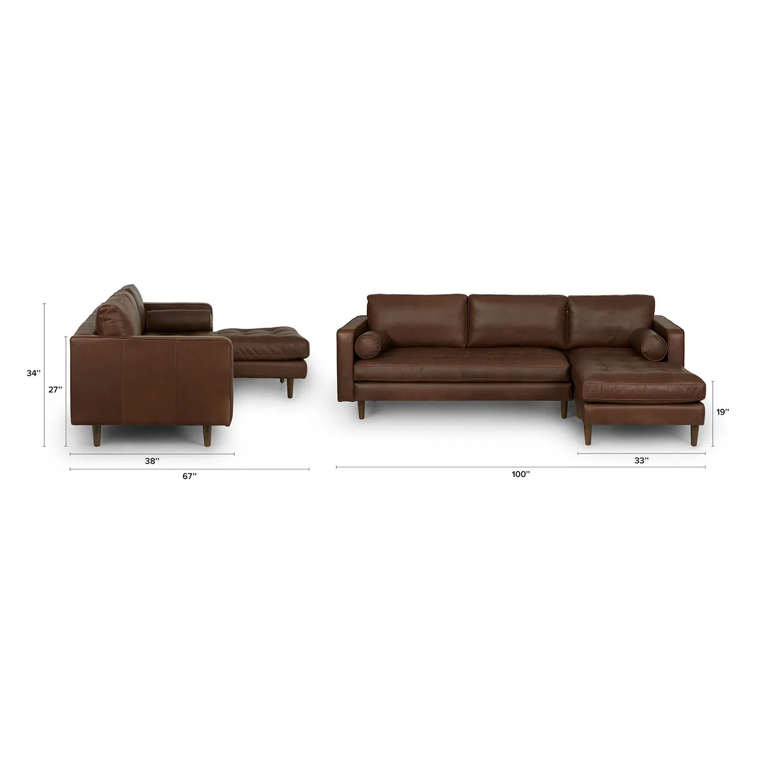 Sven 100_ Tufted Leather Right Sectional - Charme Chocolat - Image 14