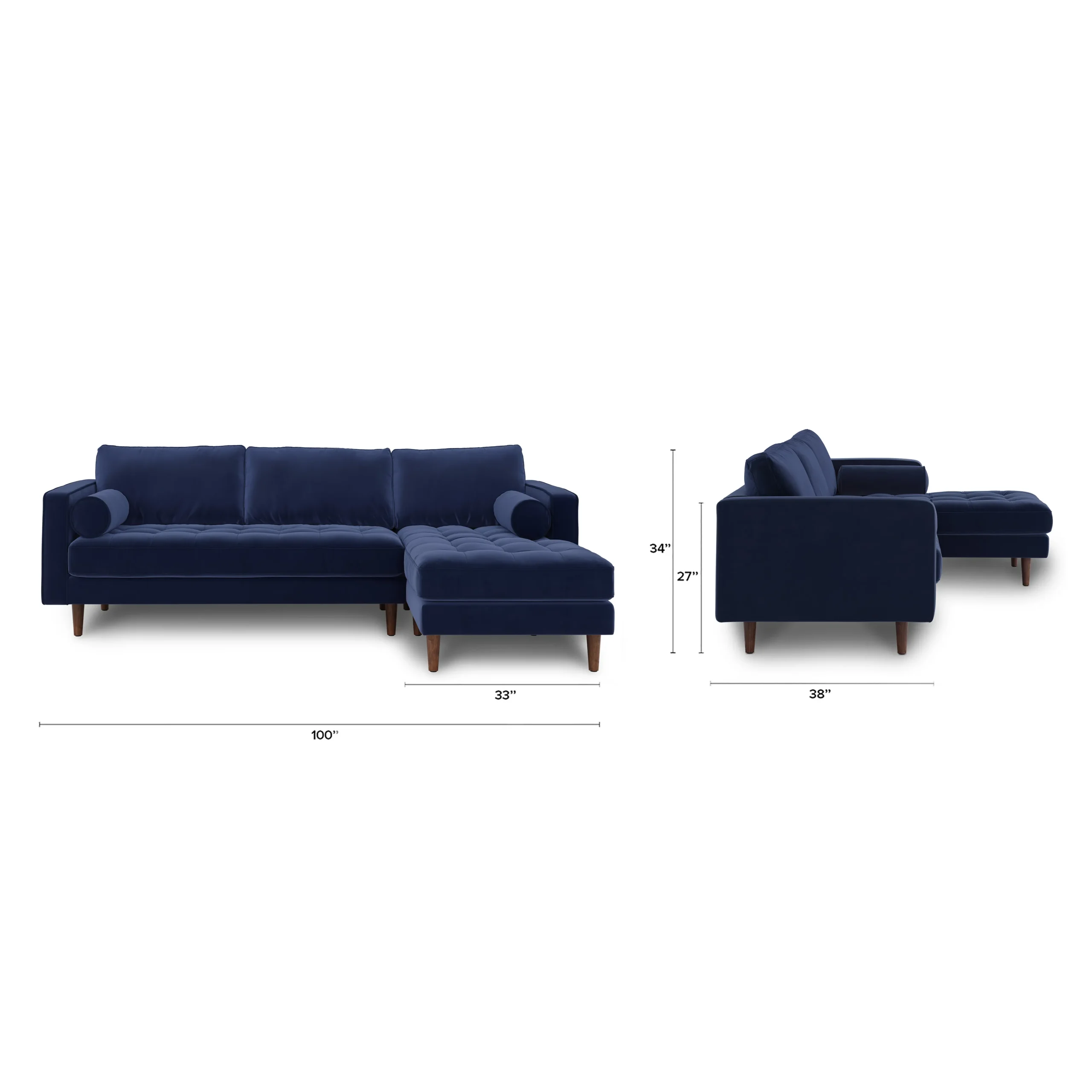 Sven 100_ Tufted Velvet Right Sectional - Plush Cascadia Blue - Image 14