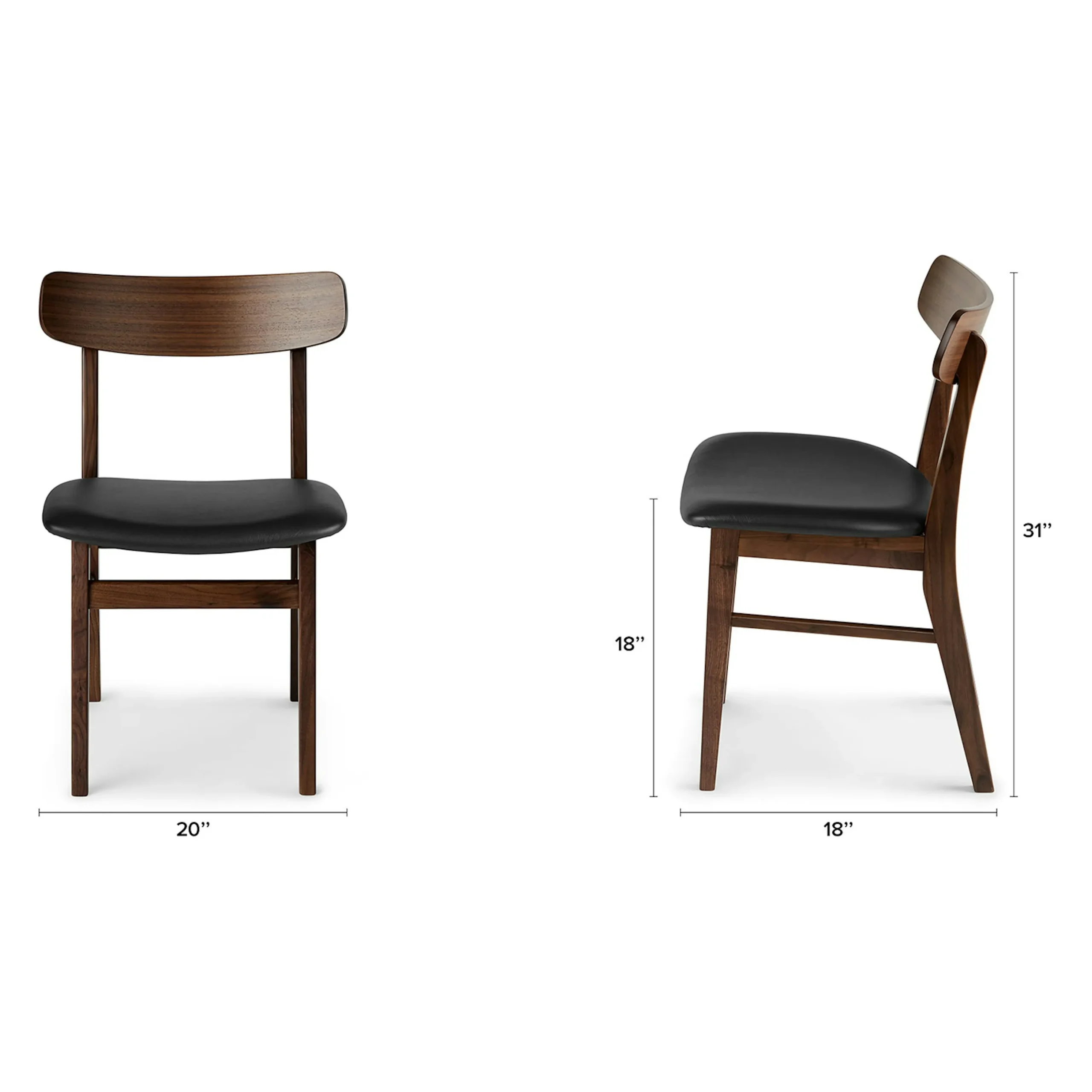 Ecole Leather Dining Chair - Walnut and Black - Image 14
