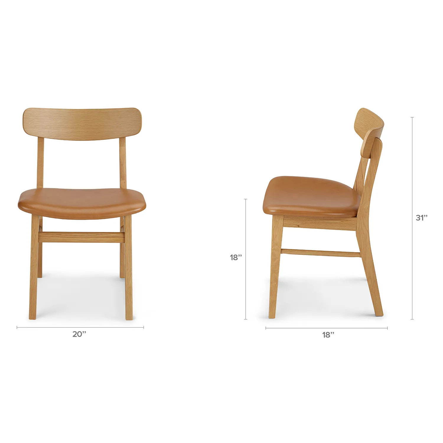 Ecole Leather Dining Chair - Oak and Toscana Tan - Image 14