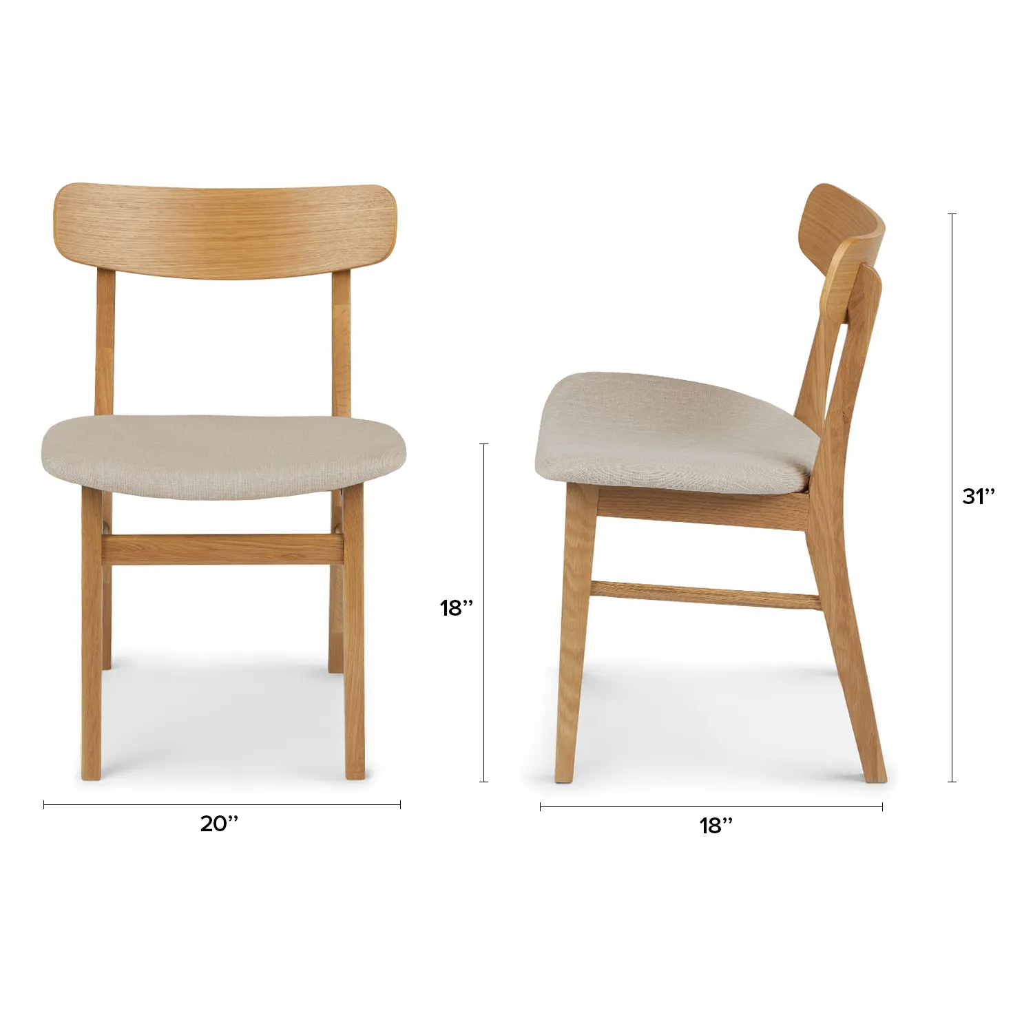 Ecole Dining Chair - Oak and Welsh Taupe - Image 14