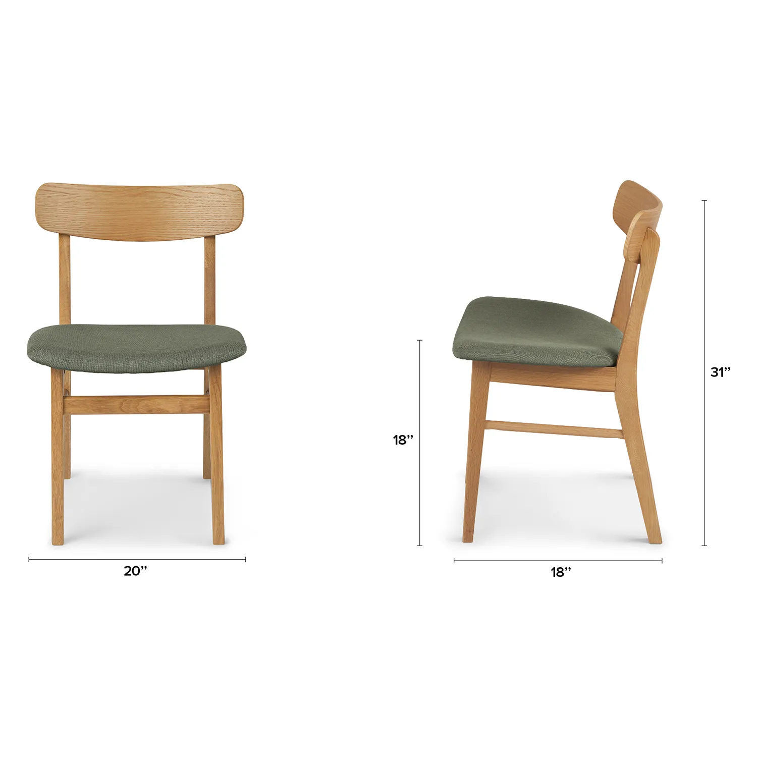 Ecole Dining Chair - Oak and Welsh Green - Image 14