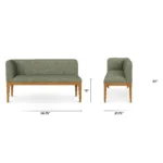 Left Corner Banquette - Smoked Oak and Welsh Green