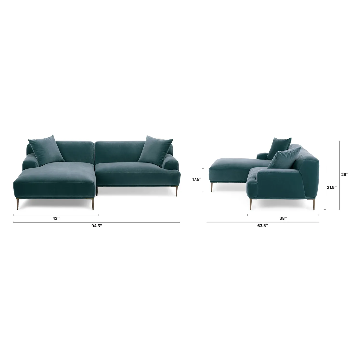 Abisko 94.5_ Velvet Left Sectional - Plush Pacific Blue - Image 15