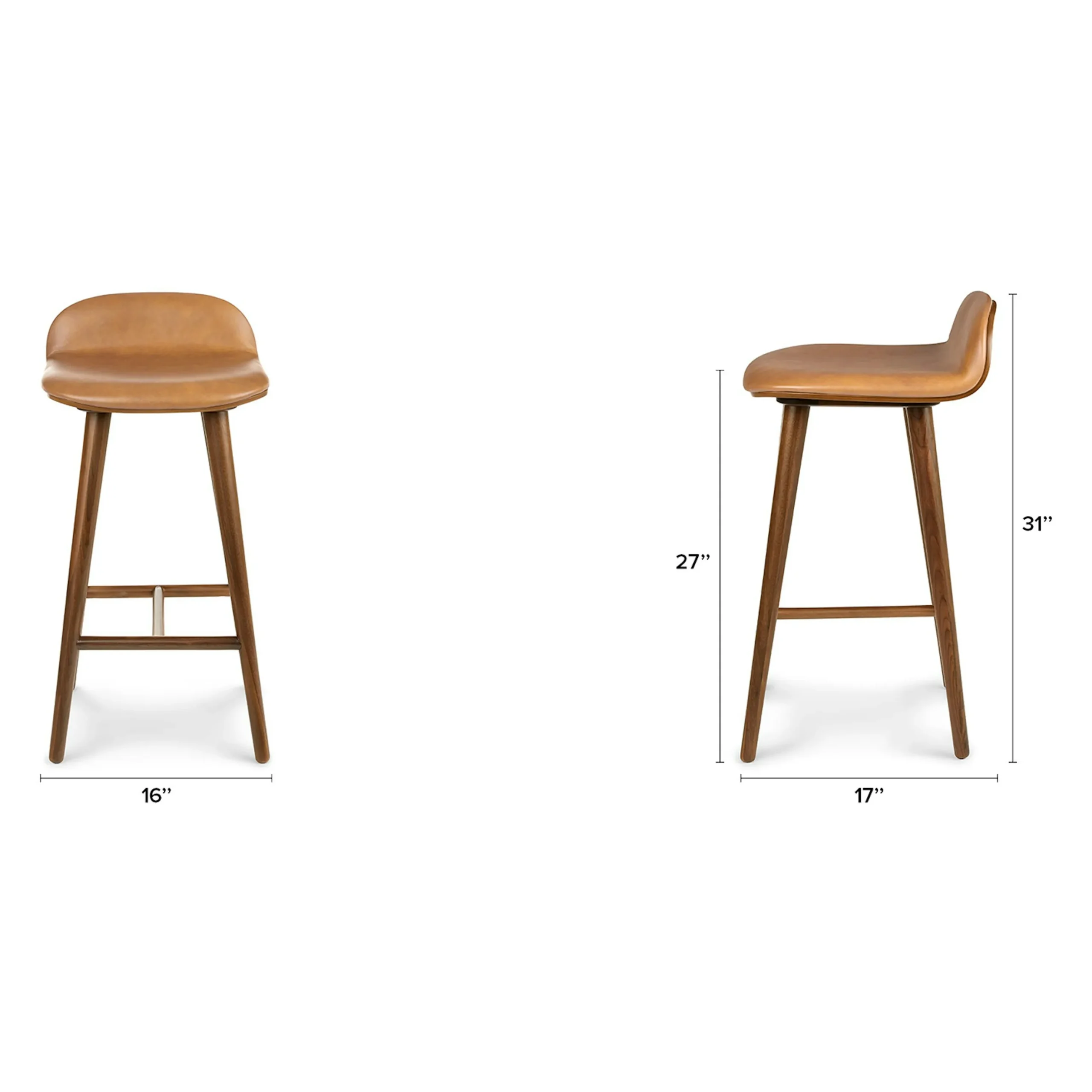 Sede Leather Counter Stool - Walnut and Toscana Tan - Image 15