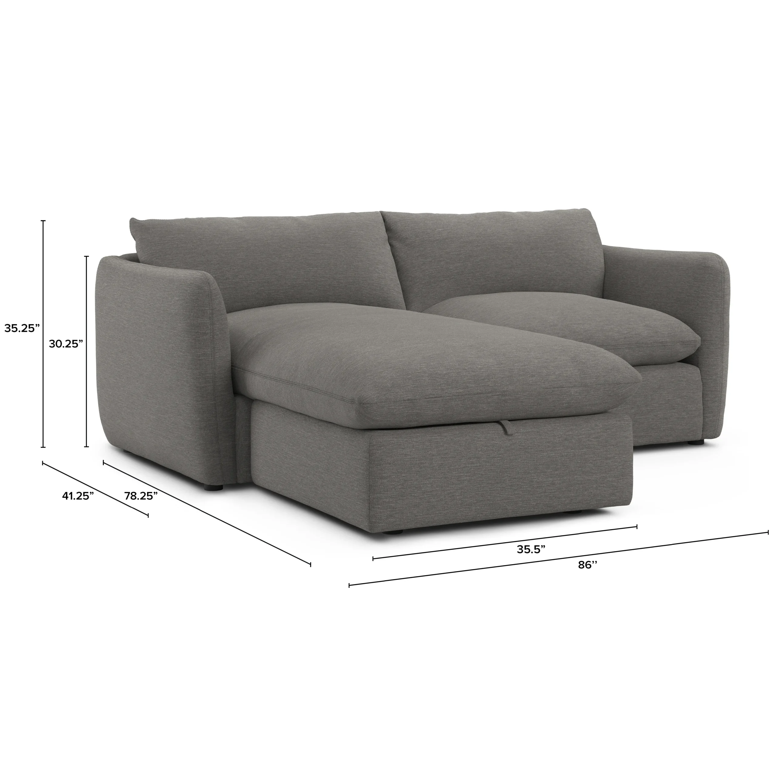 Leigh 86_ Reversible Storage Sectional - Silver Gray - Image 15
