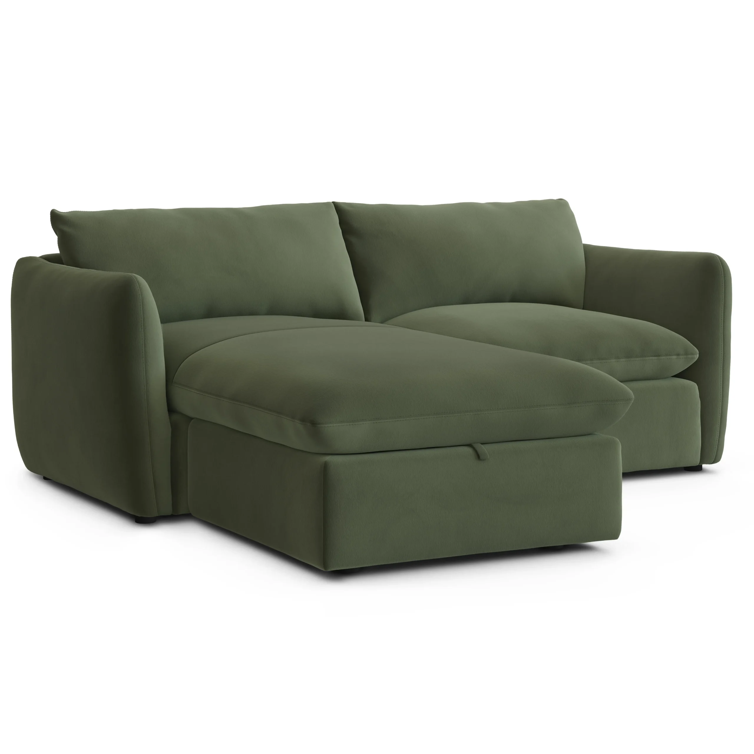 Leigh 86_ Velvet Reversible Storage Sleeper Sectional - Hale Fir Green - Image 15