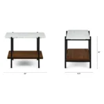 Agotu Marble Side Table - Walnut