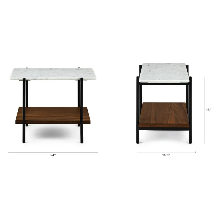 Agotu Marble Side Table - Walnut