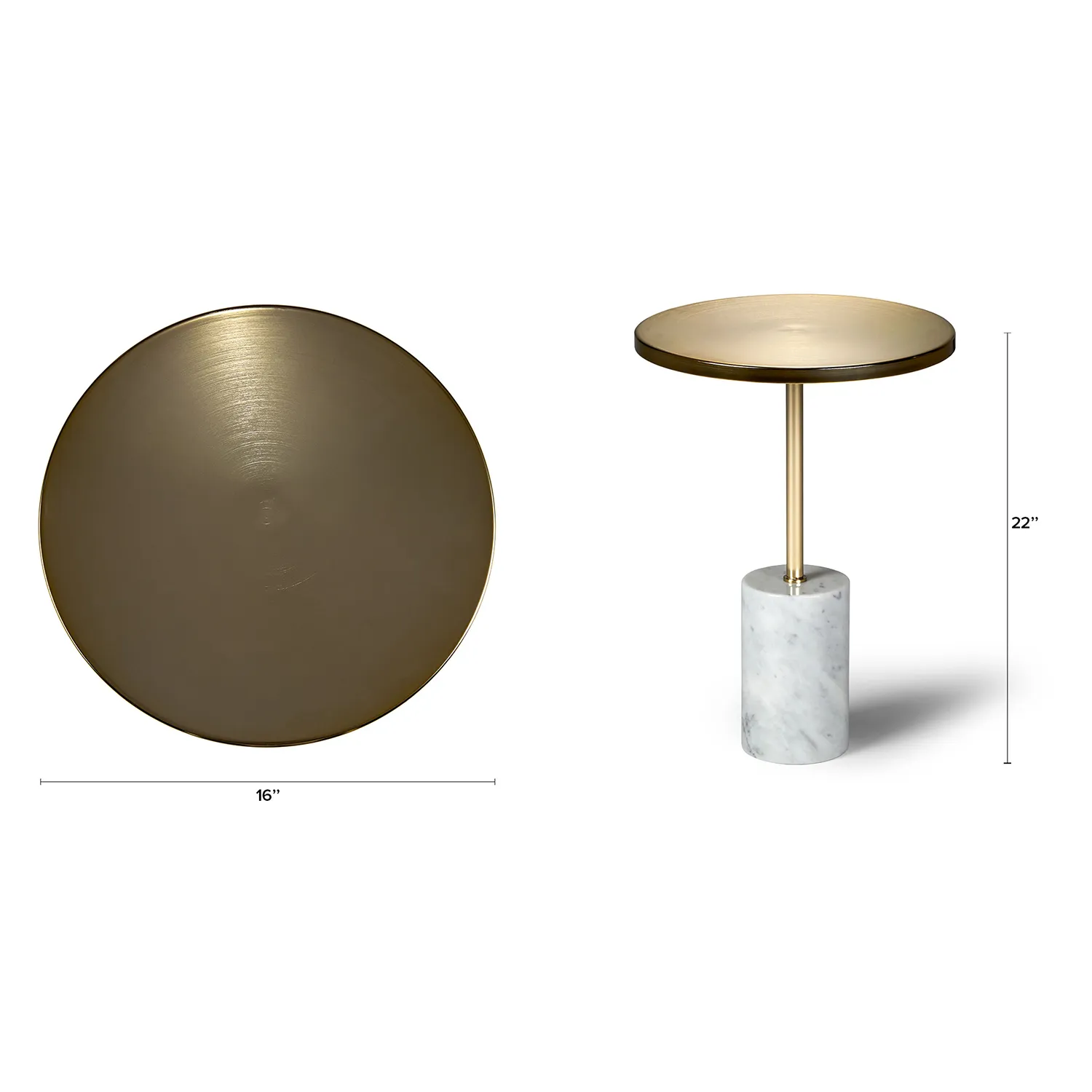 Narro Marble Side Table - Brass - Image 2