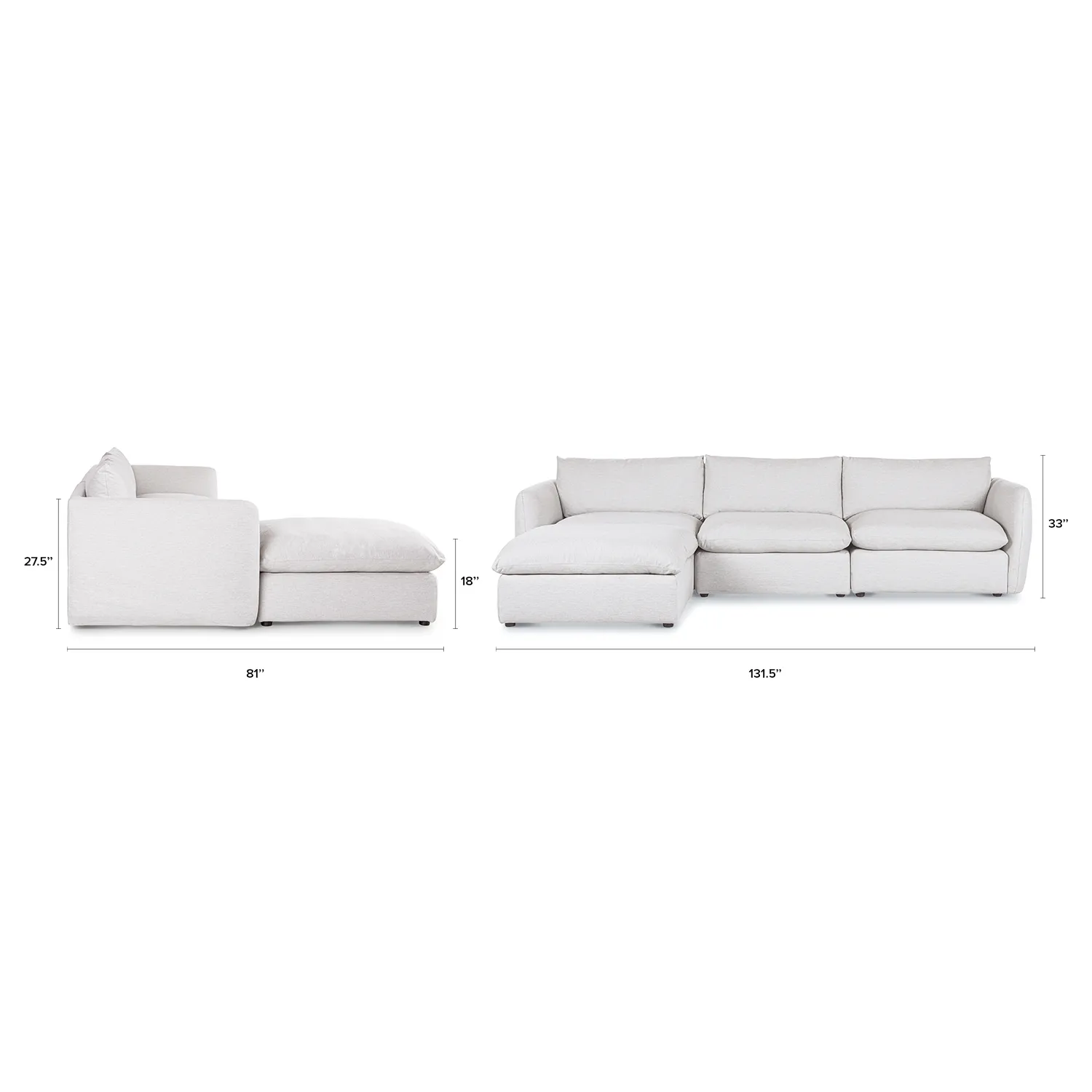 Leigh 131.5_ Modular Sectional - Silver Ivory - Image 15