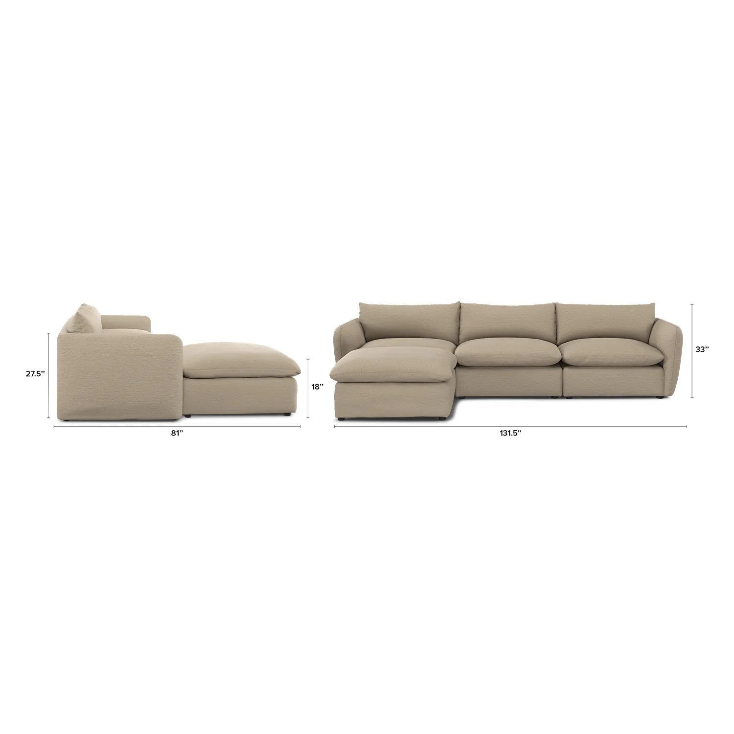 Leigh 131.5_ Modular Sectional - Silver Taupe - Image 15