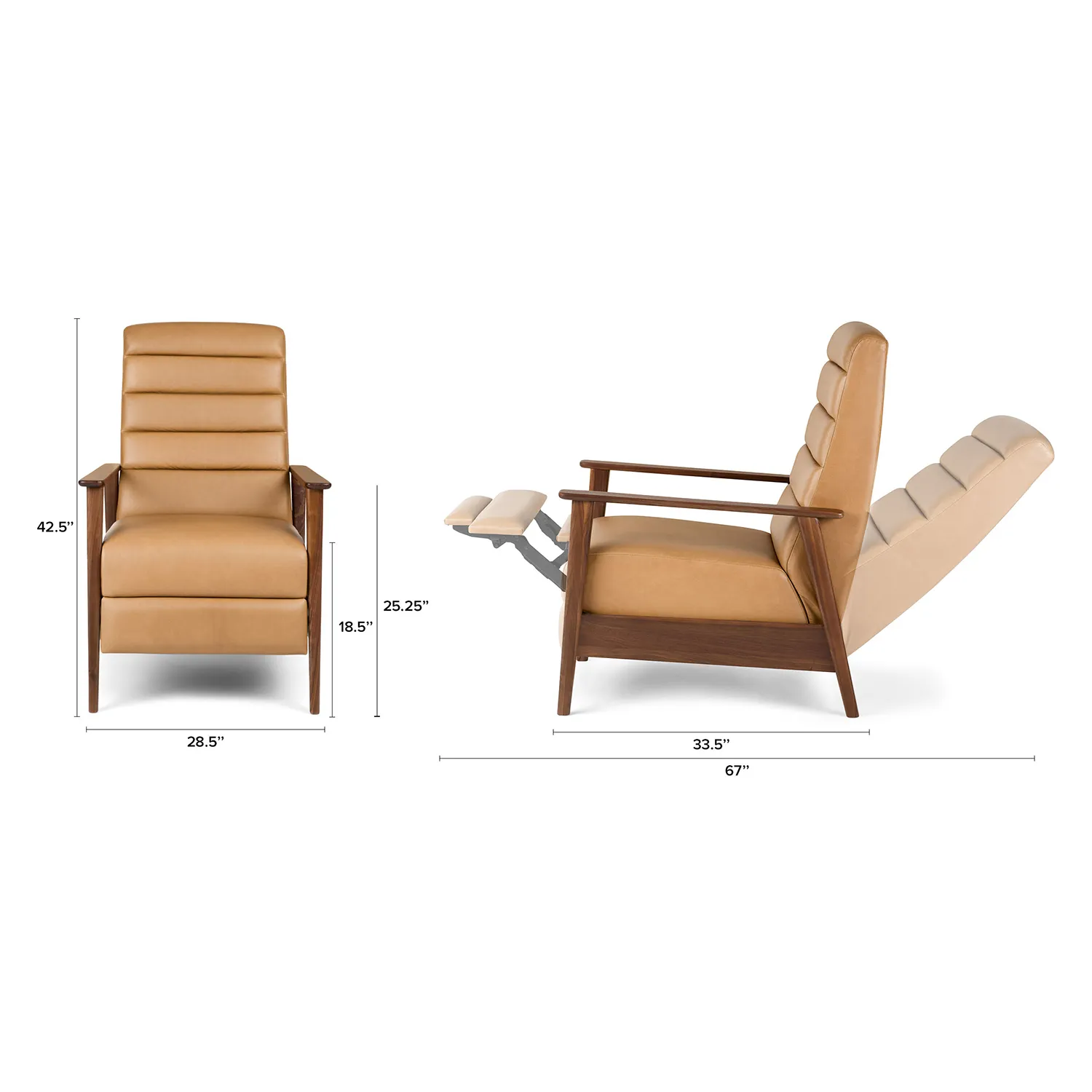 Ellow 28.5_ Leather Reclining Lounge Chair - Charme Tan - Image 2