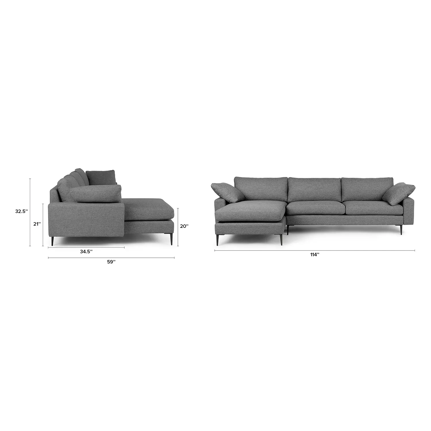 Nova 114_ Reversible Sectional - Gravel Gray - Image 15