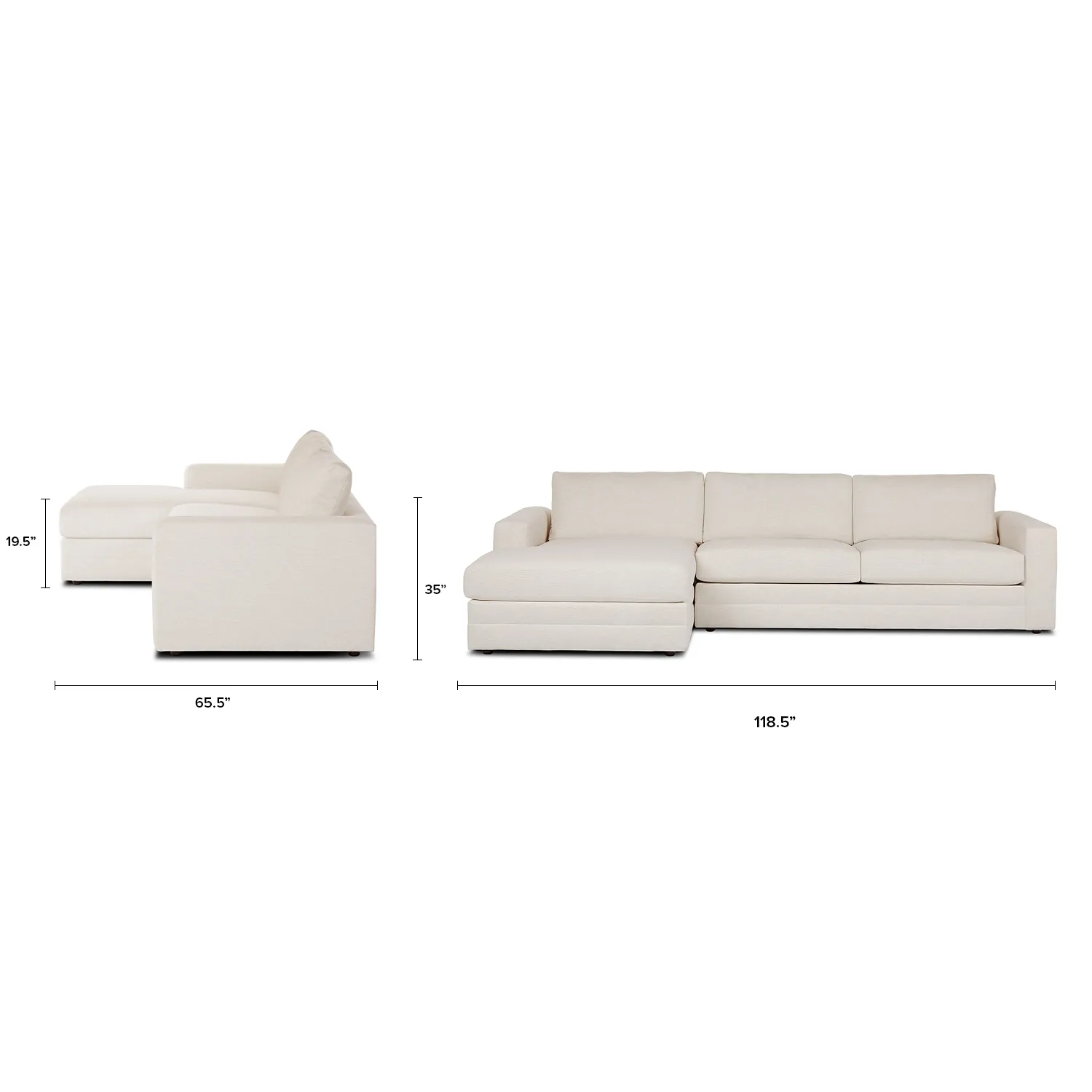 Riley 118.5_ Left Sectional - Napa White - Image 15