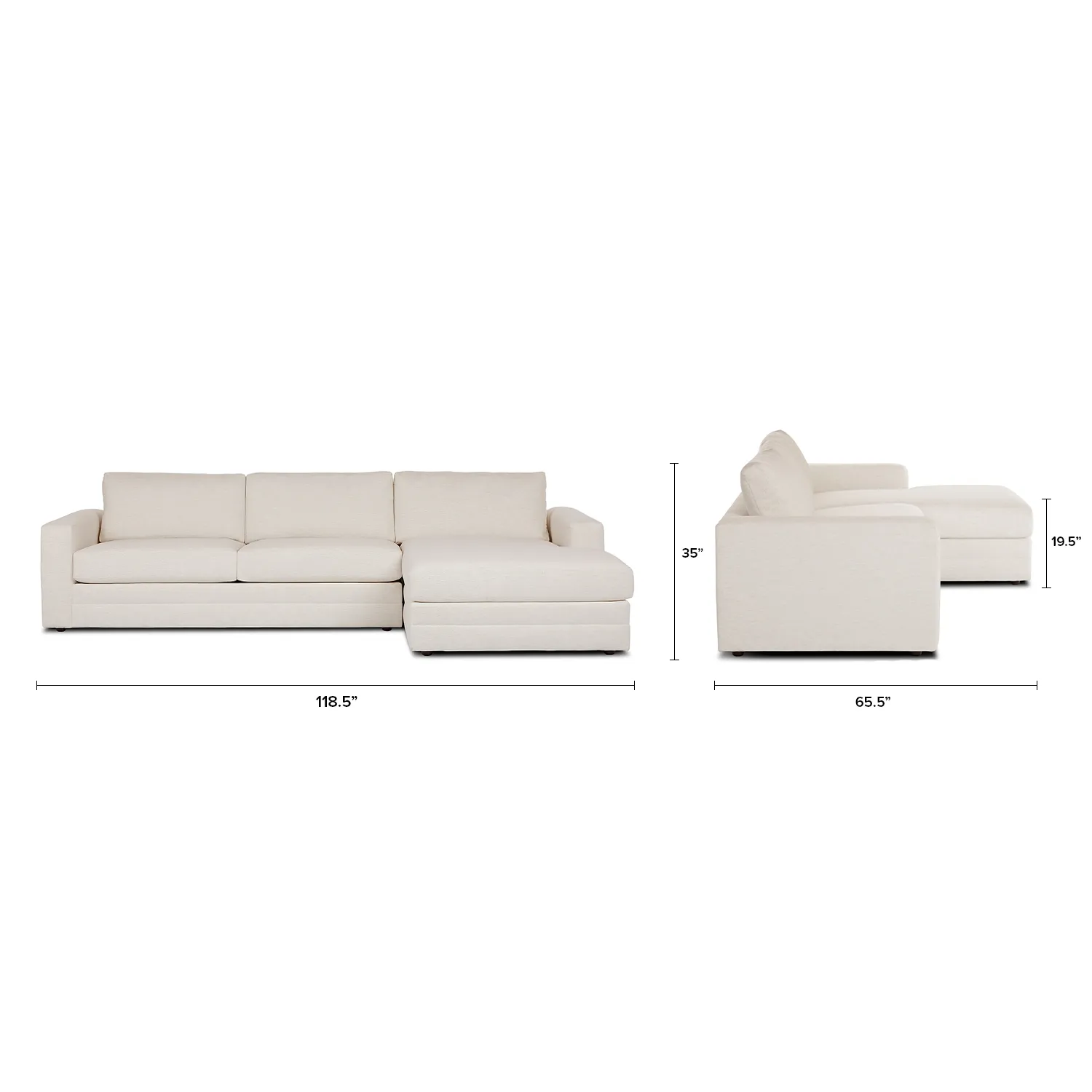 Riley 118.5_ Right Sectional - Napa White - Image 15