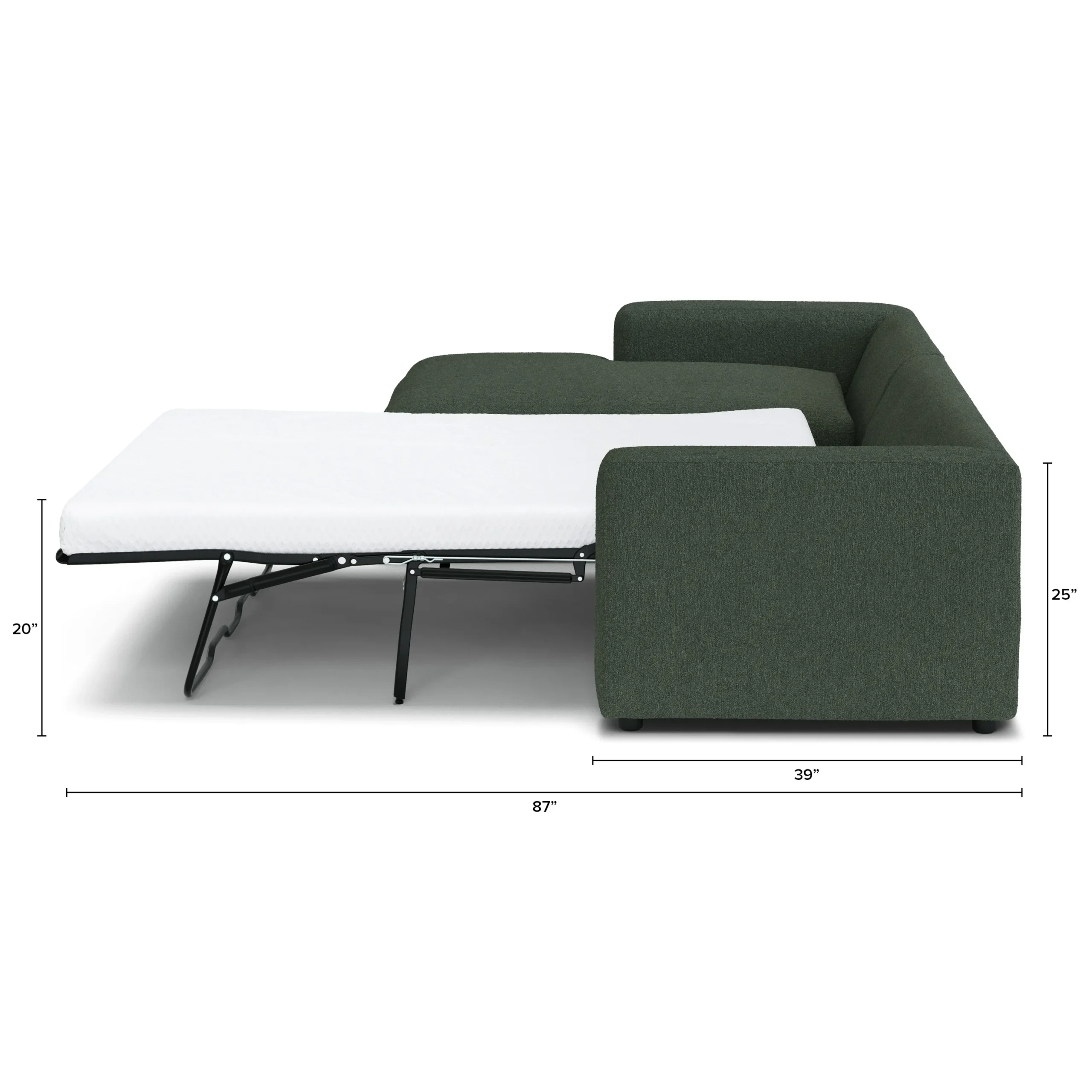 Riley 118_ Left Storage Sleeper Sectional - Green Wool Bouclé - Image 15