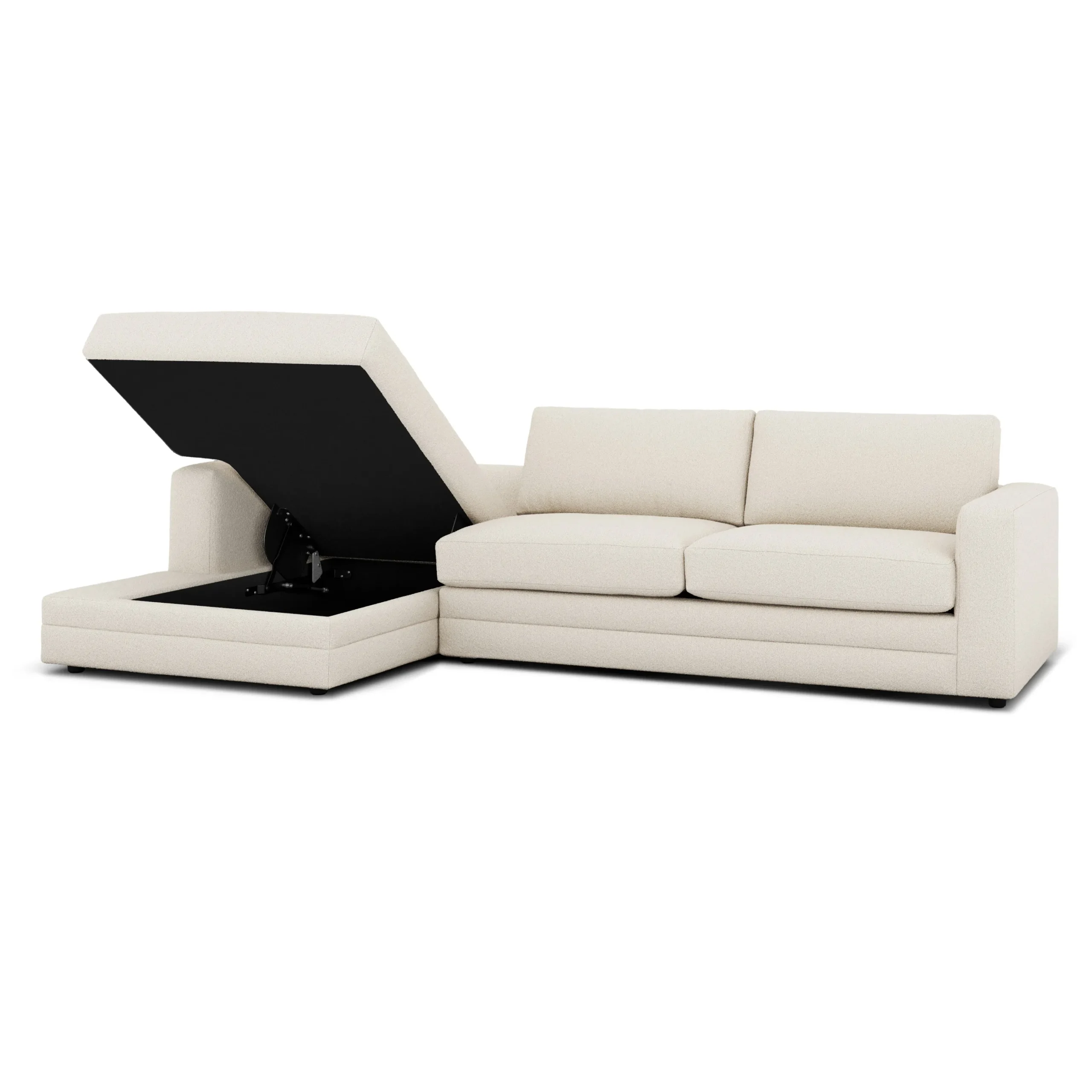Riley 118_ Left Storage Sleeper Sectional - Ivory Wool Bouclé - Image 15
