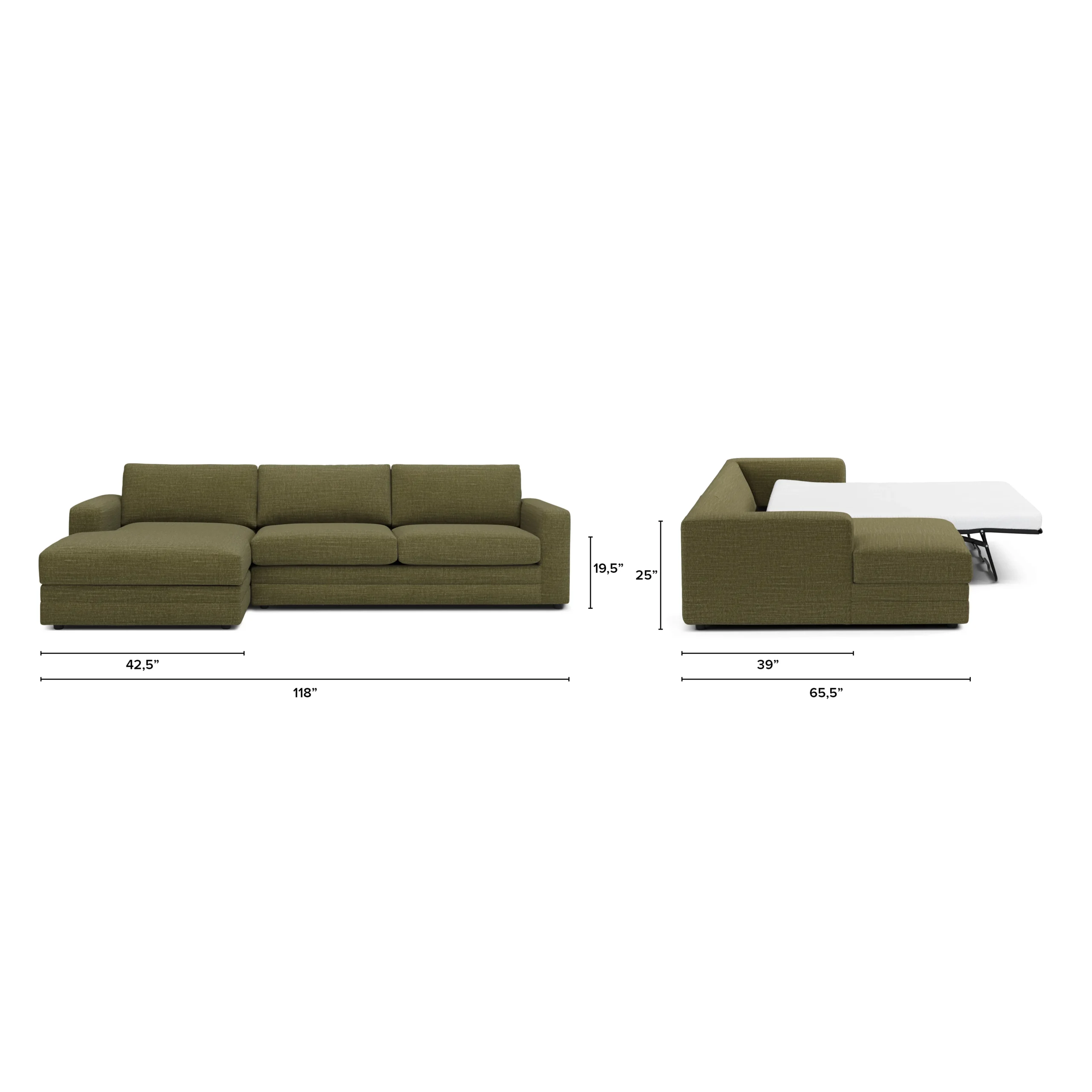 Riley 118_ Left Storage Sleeper Sectional - Napa Moss - Image 15