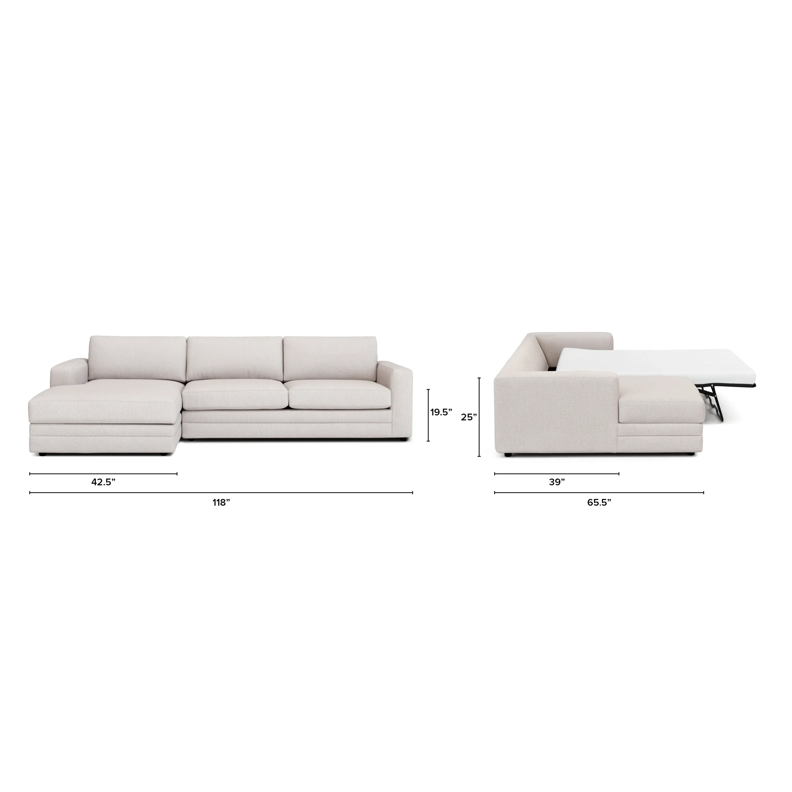 Riley 118_ Left Storage Sleeper Sectional - Napa White - Image 15