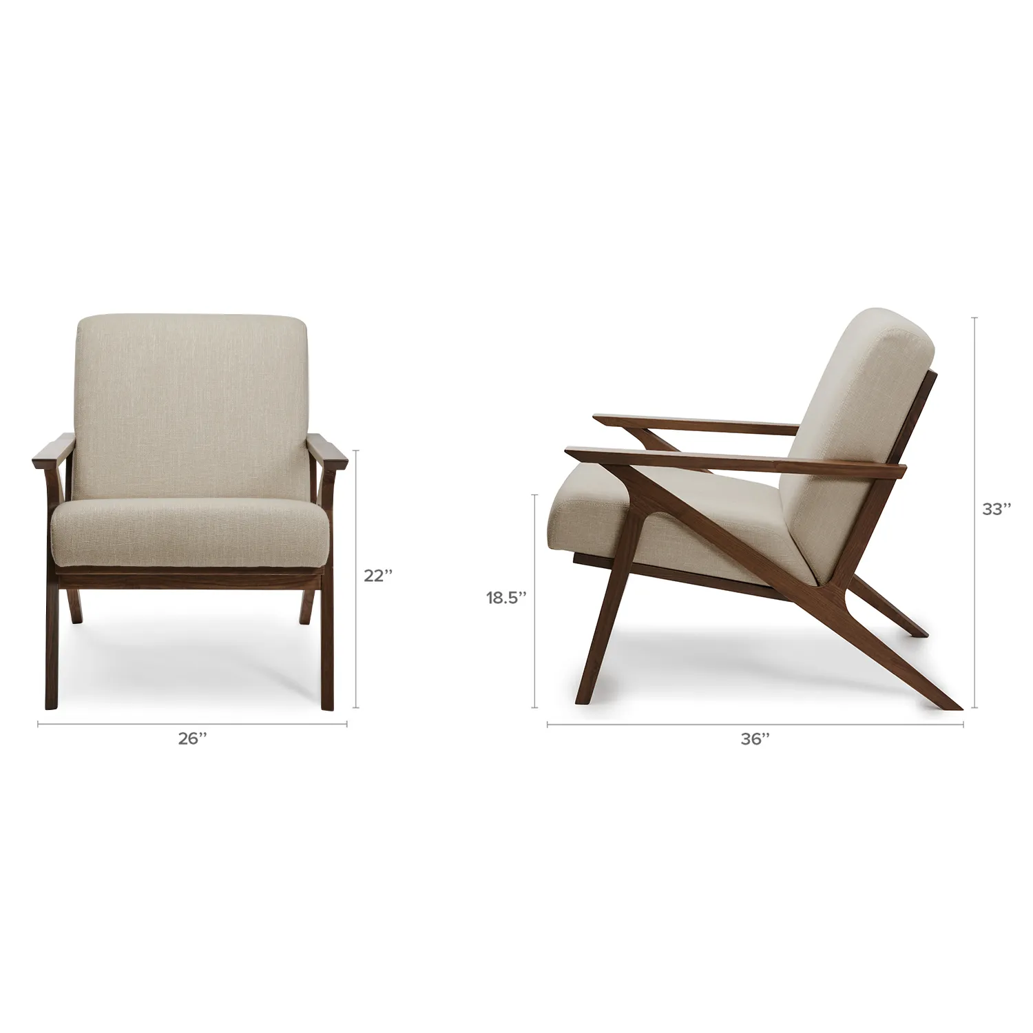 Otio 26_ Lounge Chair - Walnut and Welsh Taupe - Image 2