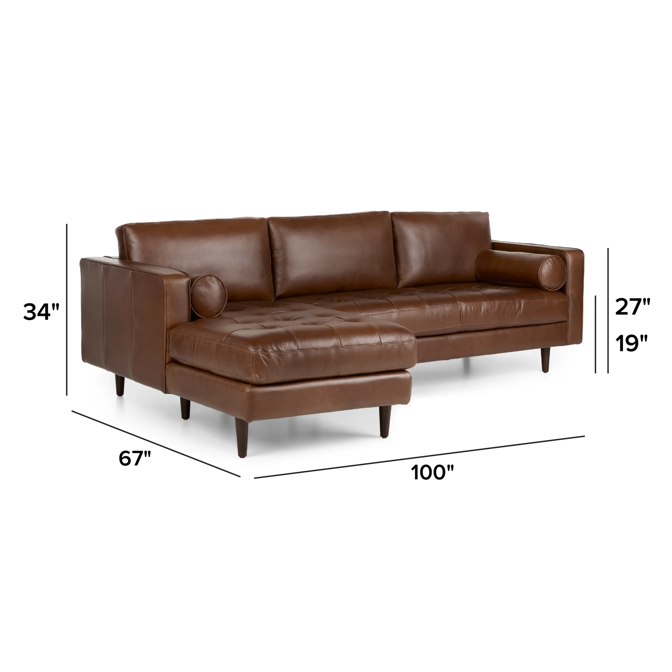Sven 100_ Tufted Leather Left Sectional - Taos Brown - Image 15