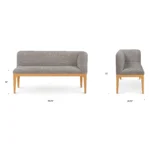 Right Corner Banquette - Natural Oak and Hestia Gray