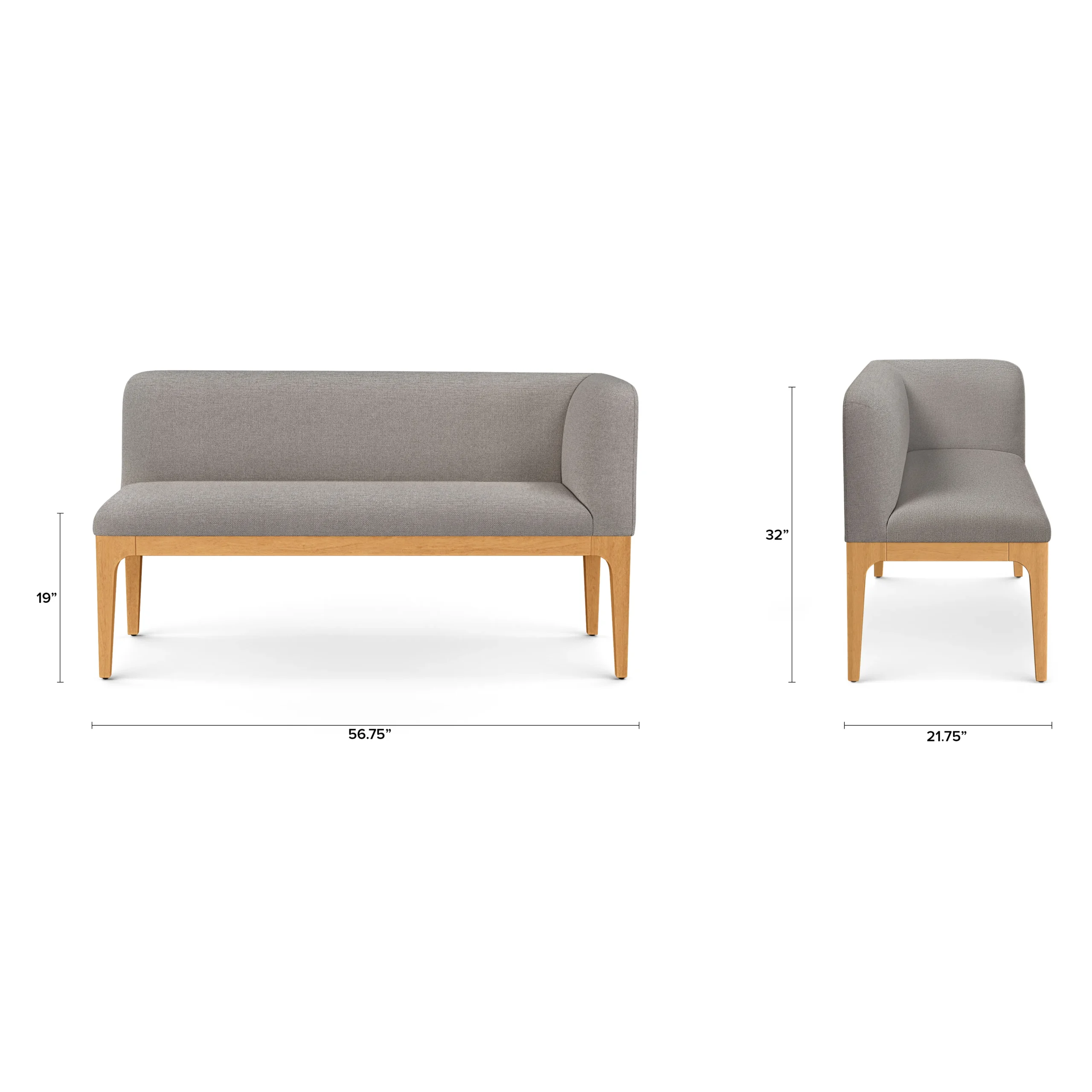 Right Corner Banquette - Natural Oak and Hestia Gray - Image 16