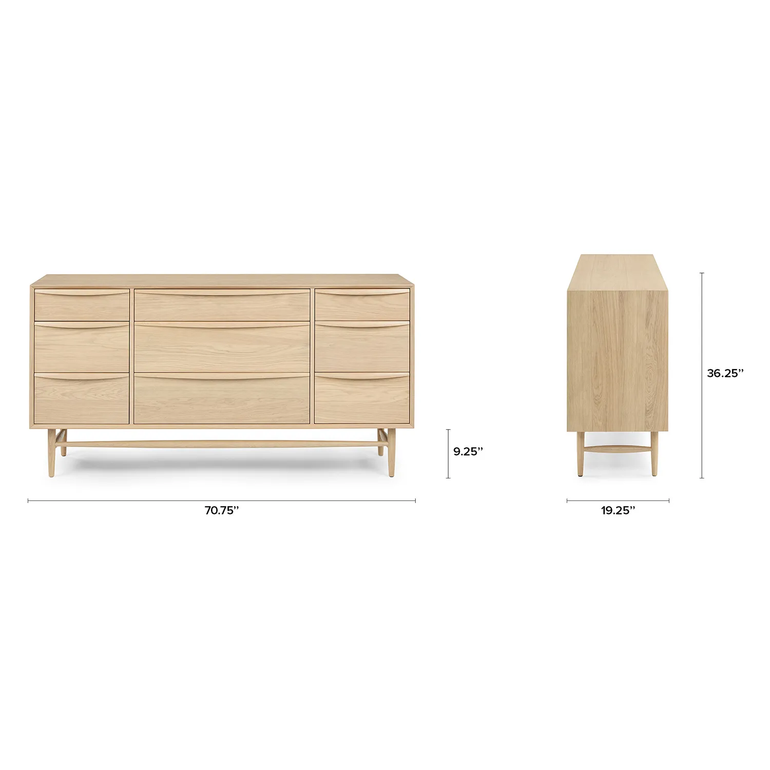 Lenia 9-Drawer Triple Dresser - White Oak - Image 15