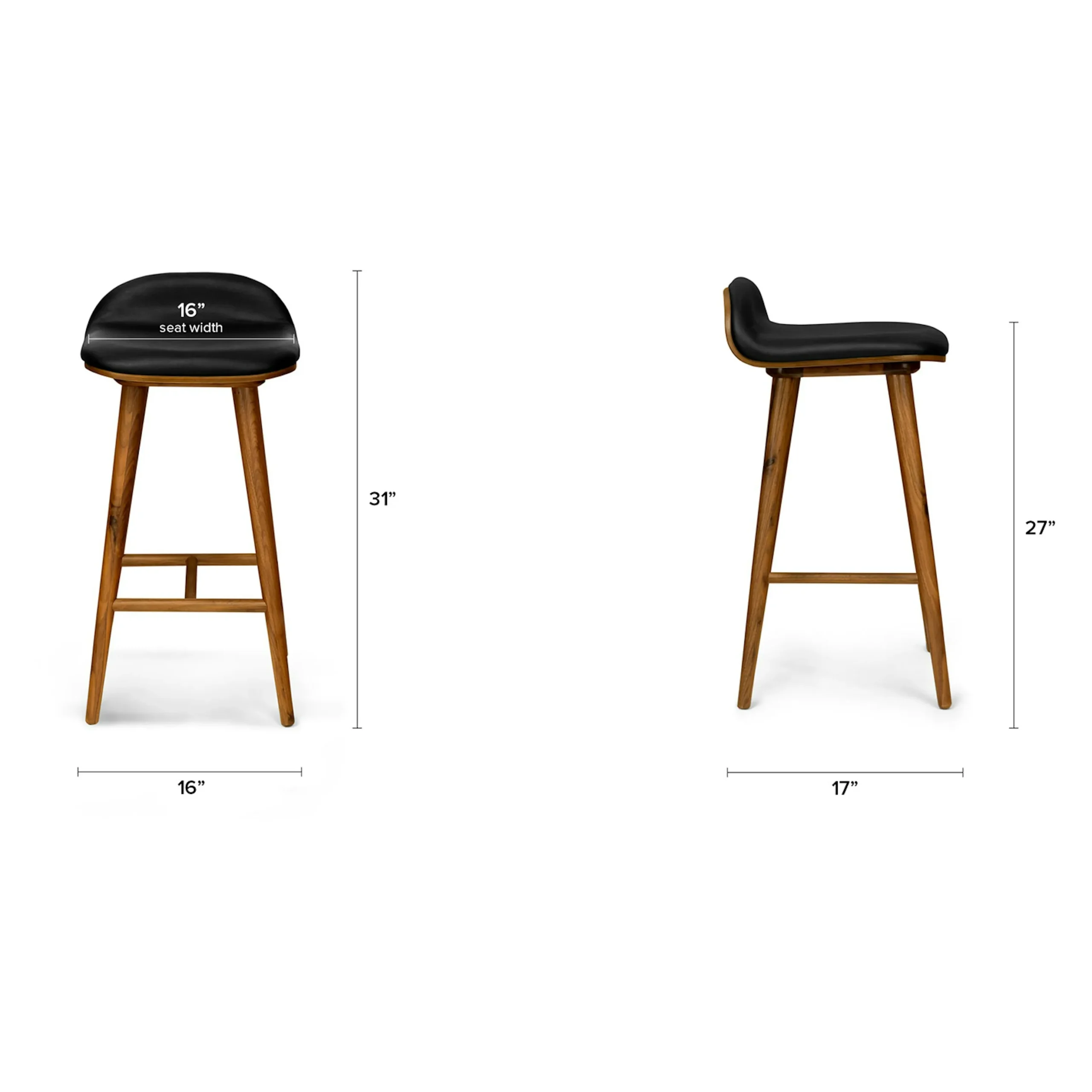 Sede Leather Counter Stool - Walnut and Black - Image 16