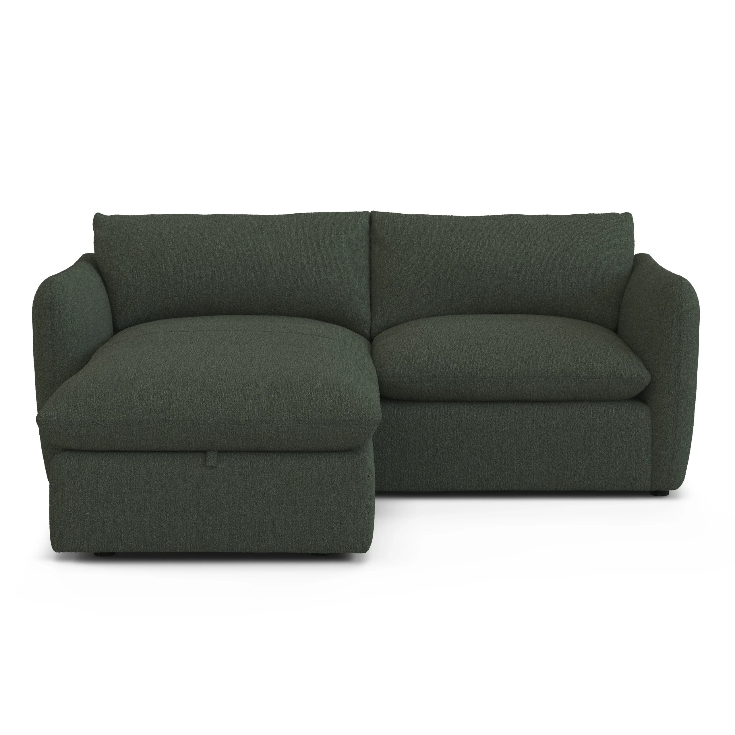 Leigh 86_ Reversible Storage Sleeper Sectional - Green Wool Bouclé - Image 16